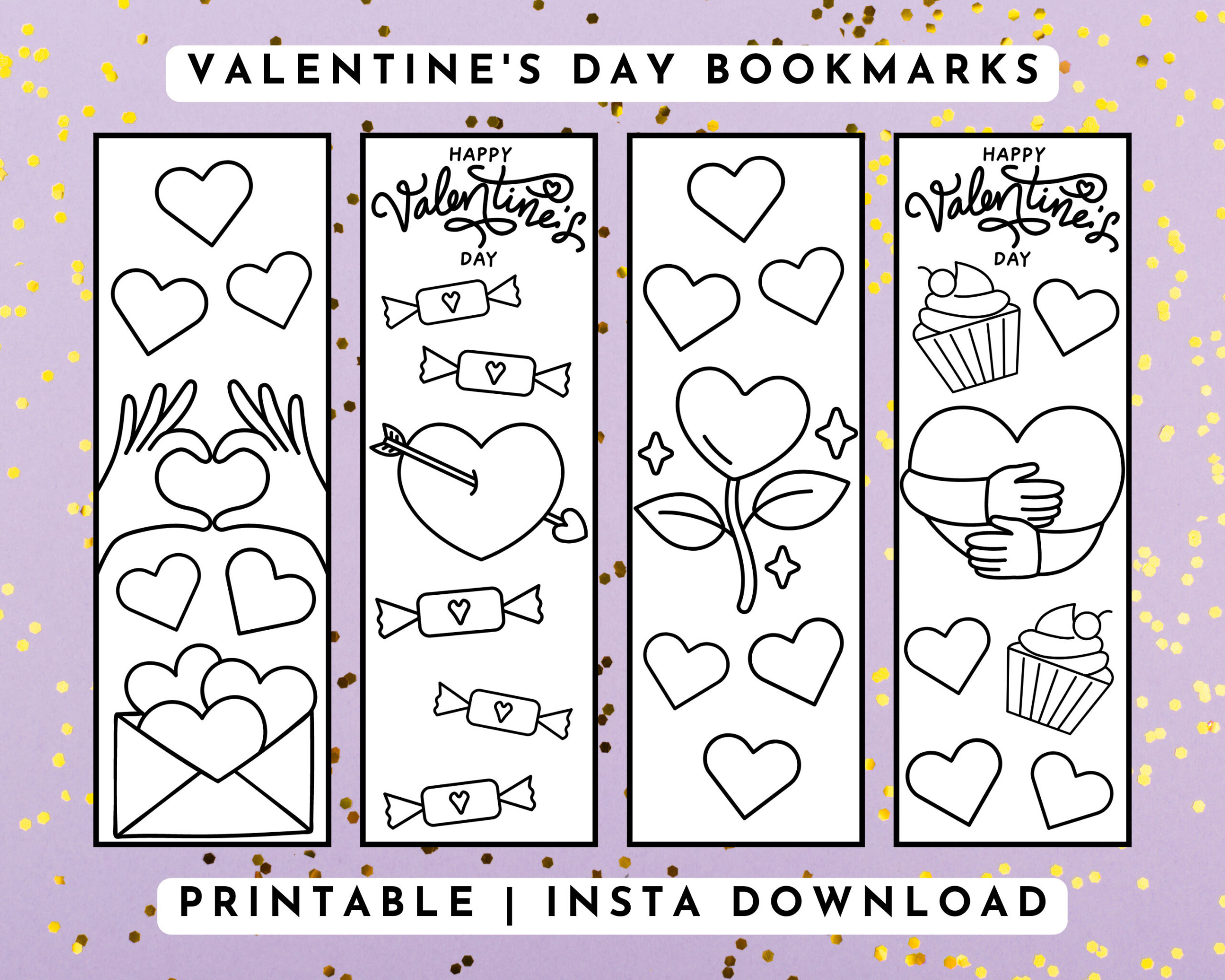 Printable Valentine'S Day Bookmark, Color Your Own Valentine within Printable Valentines Day Bookmarks