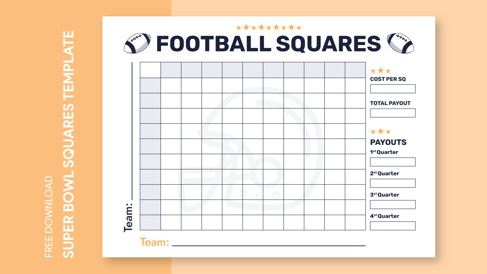 Super Bowl 100 Squares Free Google Docs Template - Gdoc.io with Printable Super Bowl Grid 100 Free