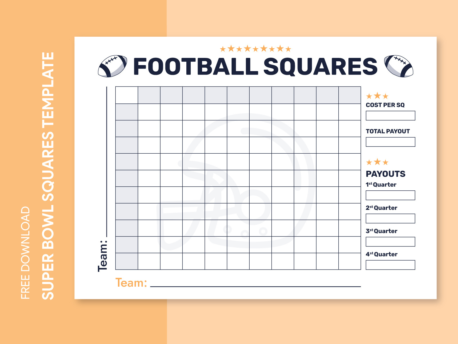 Super Bowl 100 Squares Free Google Docs Templategdoc On Dribbble in Printable Free Super Bowl Squares