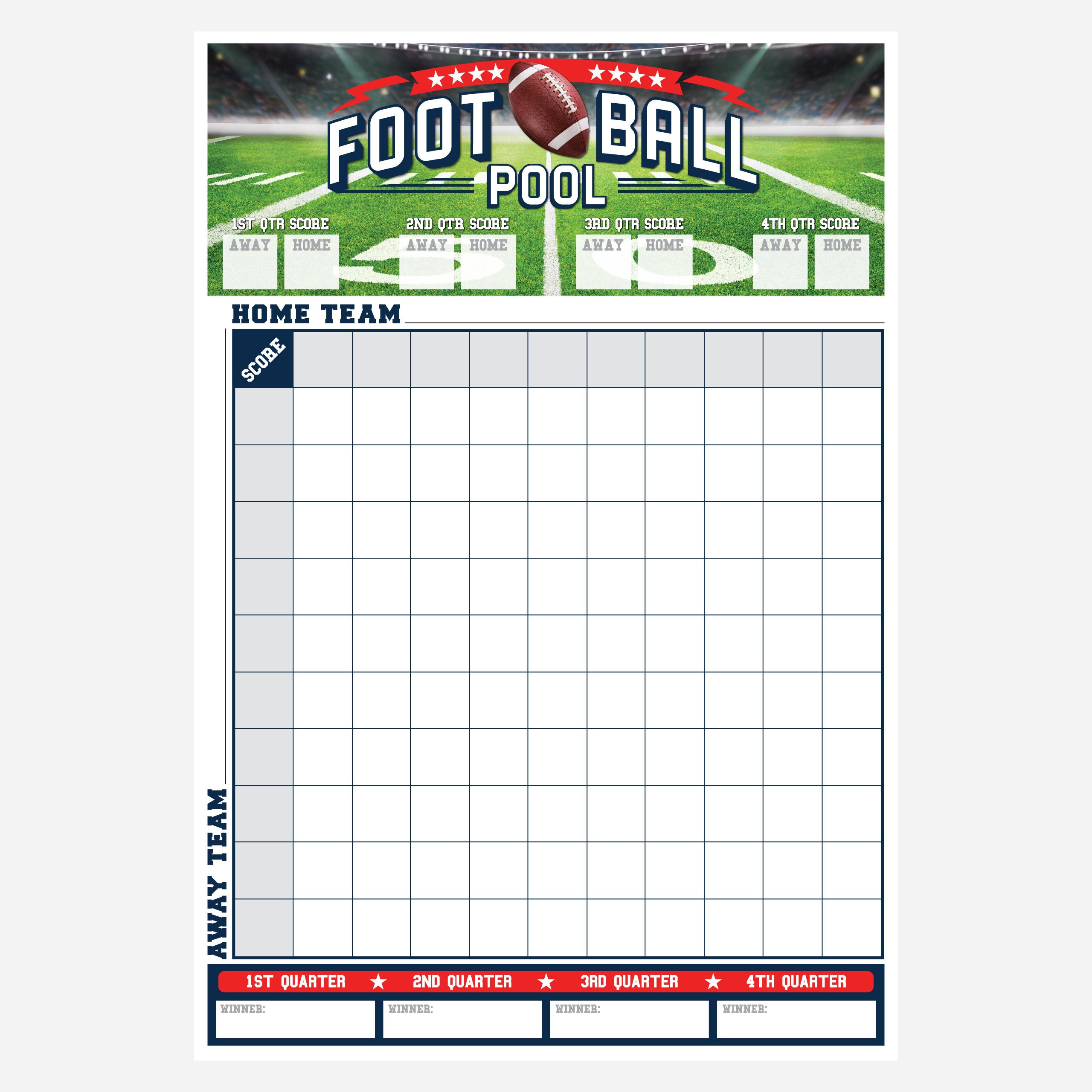 Super Bowl 2026 Quadrate Quadrate, Super Bowl 2026 Quadrate Blatt for Printable Super Bowl Pool Template 2026