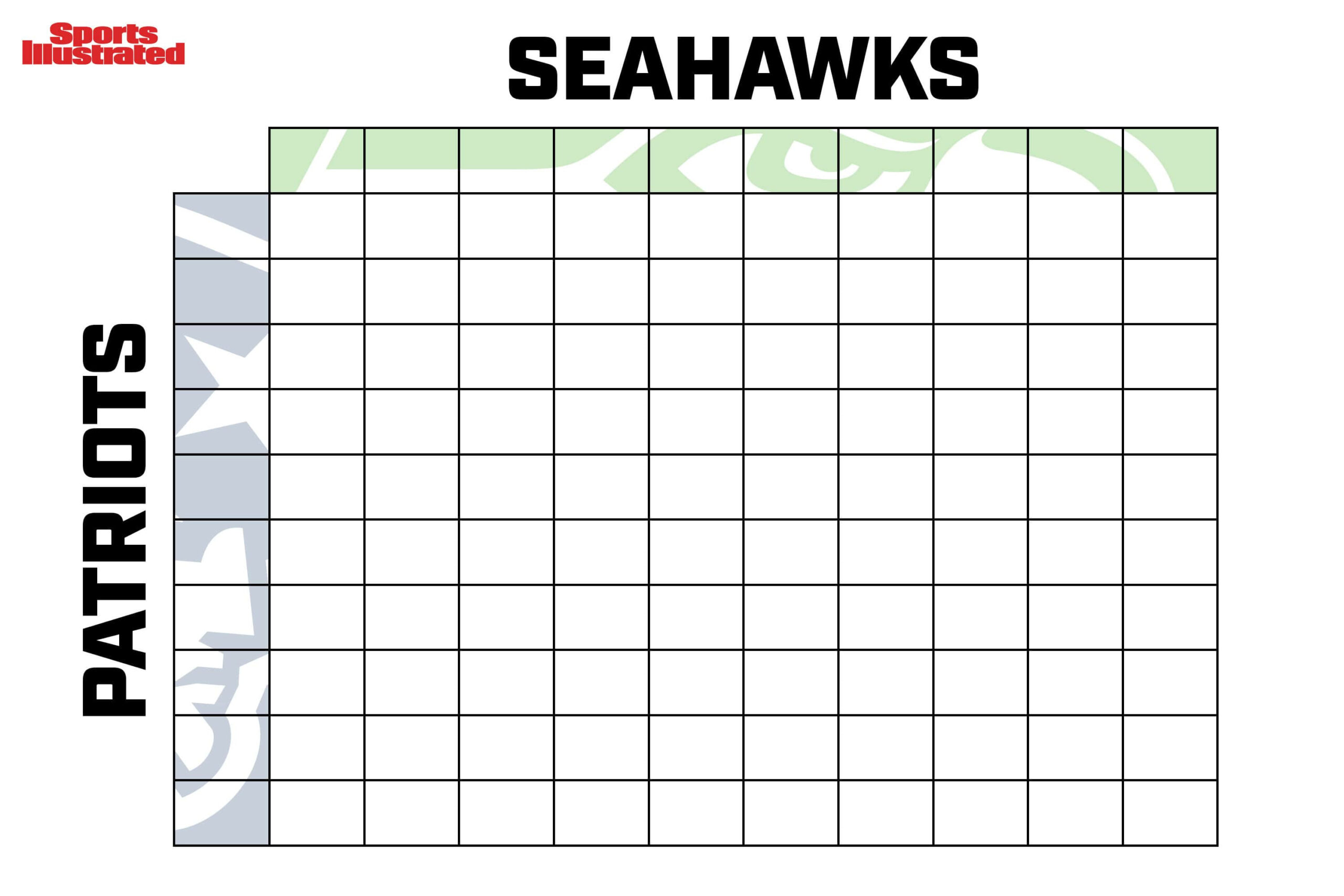 Super Bowl 2026 Squares Game (Printable, Downloadable Super Bowl intended for Super Bowl Squares Printable
