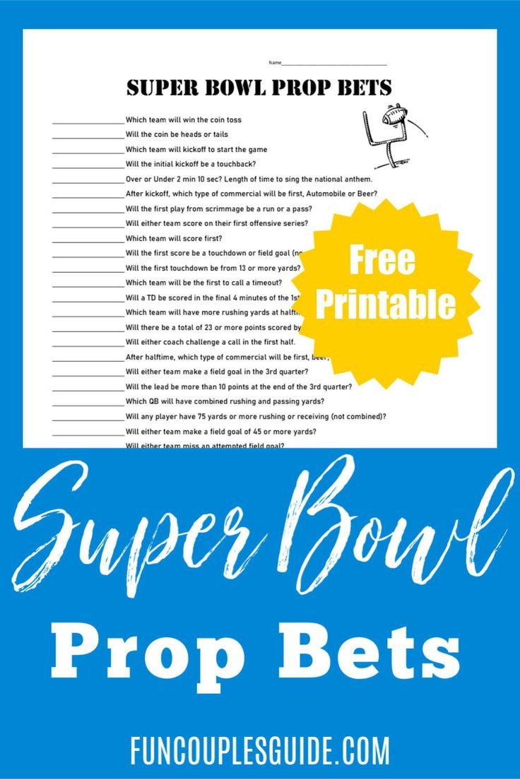 Super Bowl Prop Bets Free Printable pertaining to Super Bowl Prop Bets For Kids Printable
