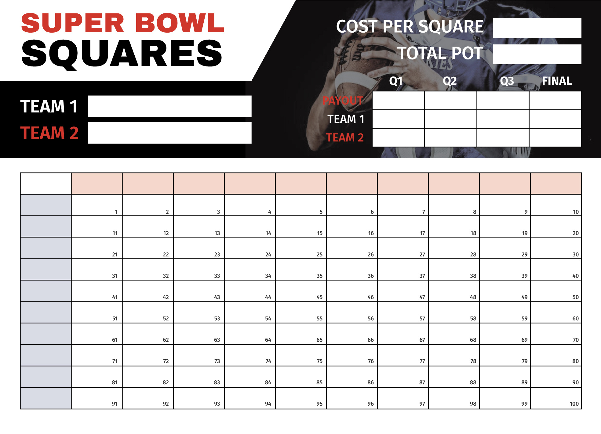 Super Bowl Squares 2026 Free Google Docs Template - Gdoc.io with regard to 2026 Super Bowl Squares Printable Free