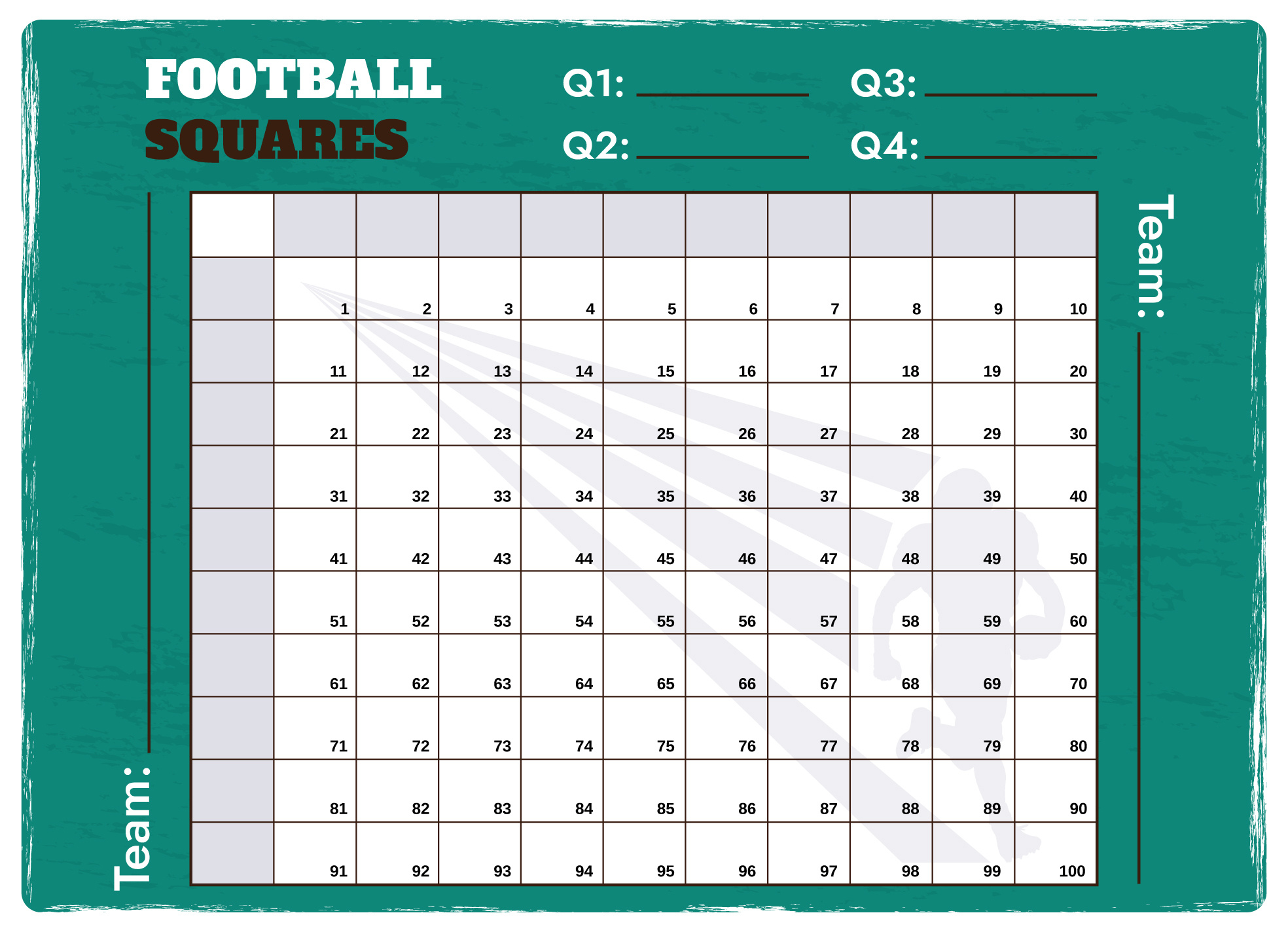 Super Bowl Squares With Numbers Free Google Docs Template - Gdoc.io regarding Free Printable Super Bowl Squares Fundraiser Template