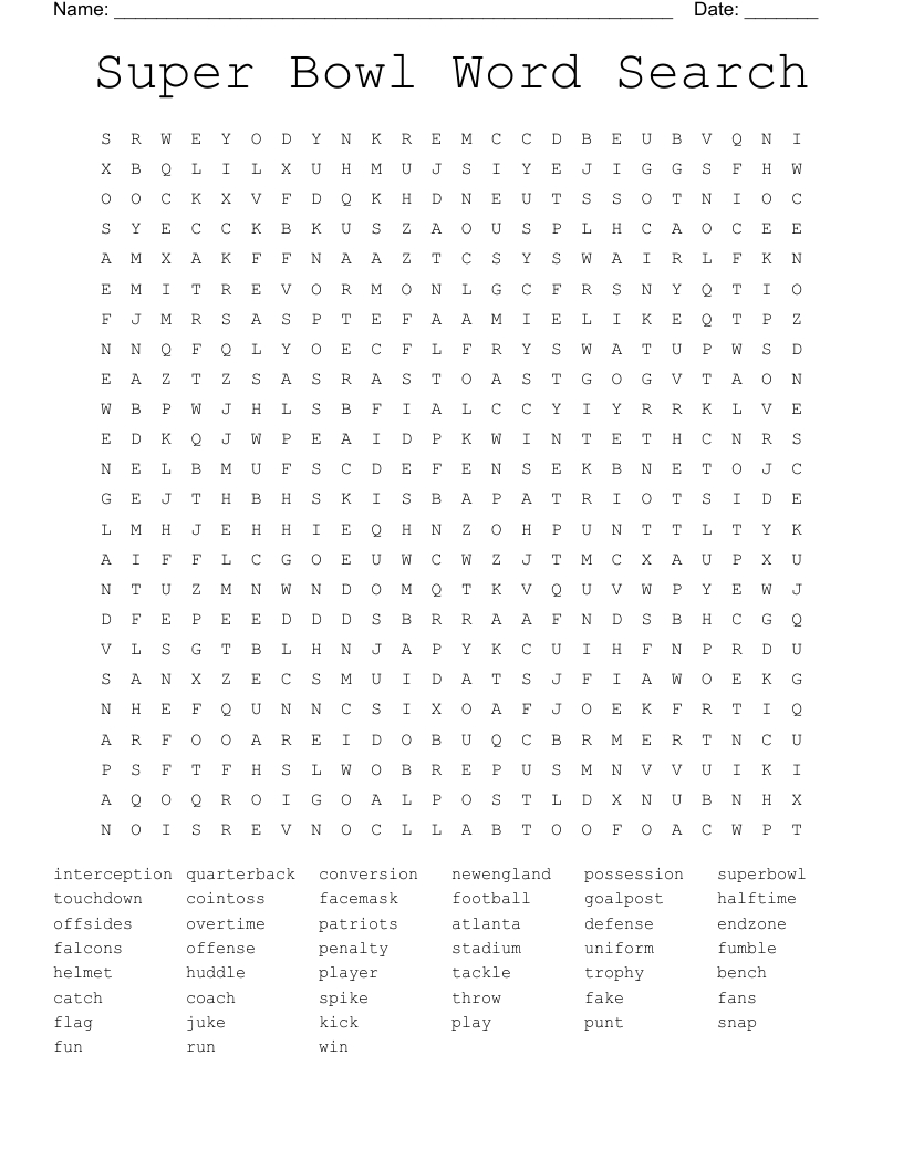 Super Bowl Word Search - Wordmint for Super Bowl Word Search Printable
