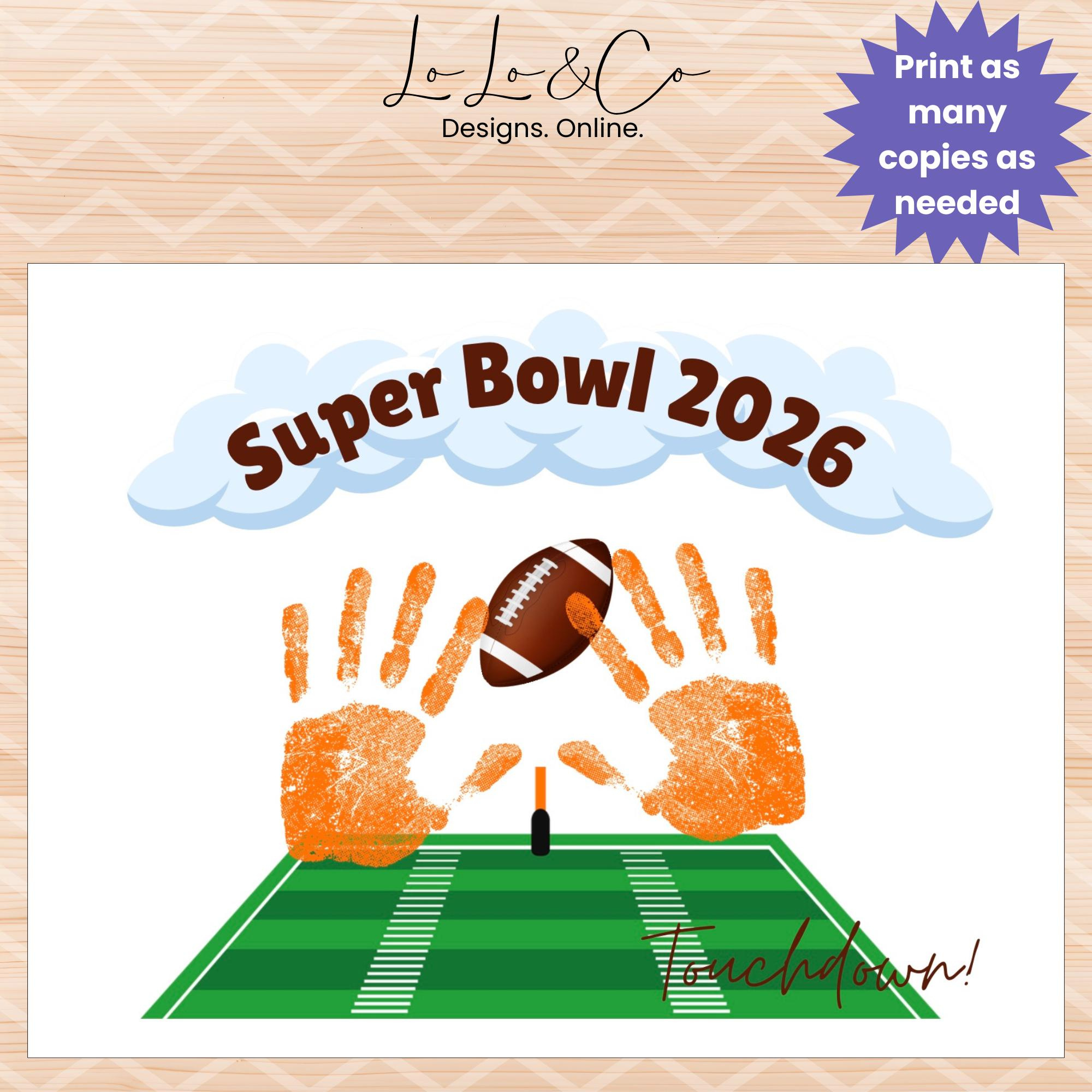 Superbowl Handabdruck Kunst, Super Bowl Kinder Kunsthandwerk throughout Printable Super Bowl 2026 Logo