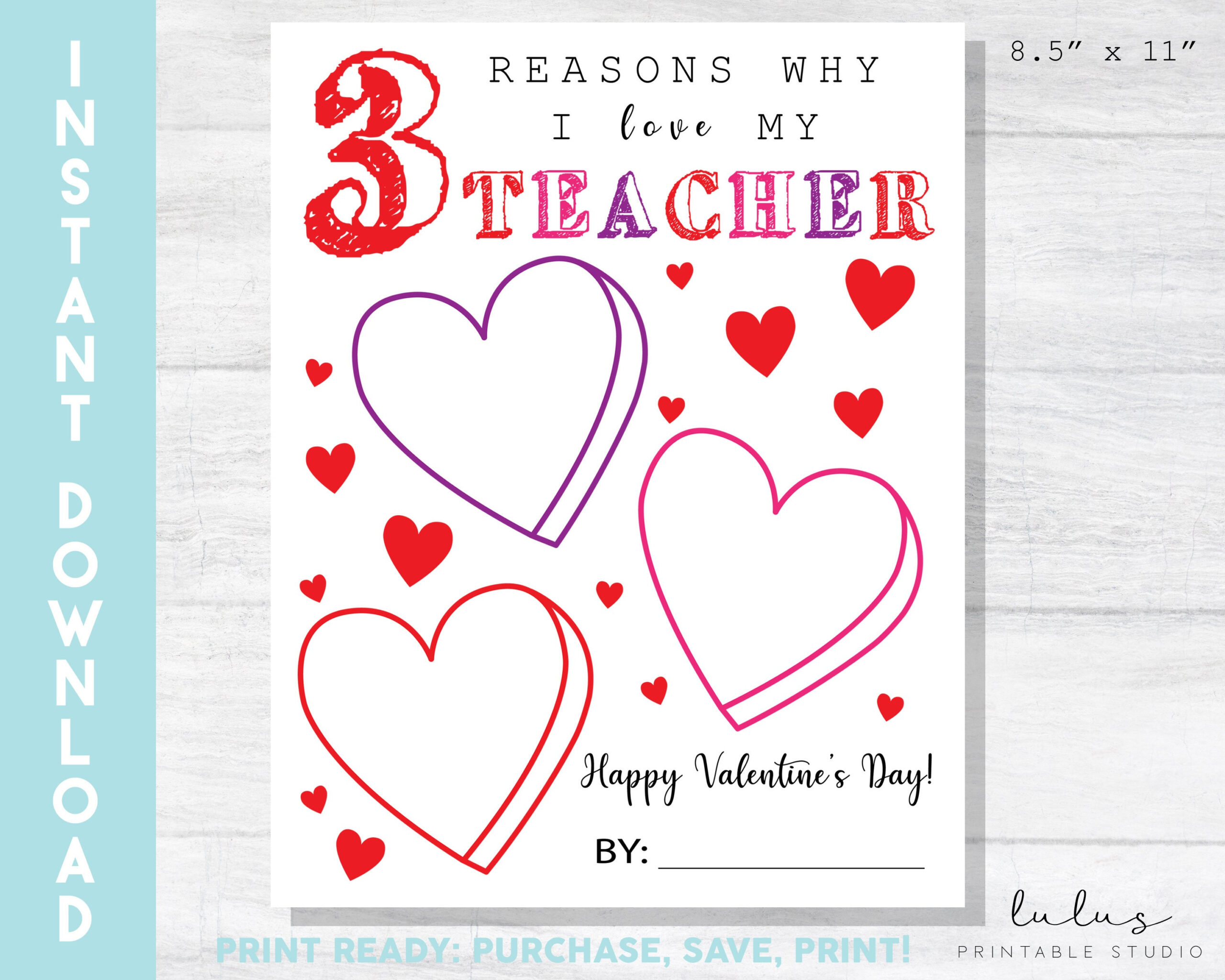 Teacher Appreciation Letter, Teacher Valentine Card, I Love My with regard to Printable Valentine For Teacher