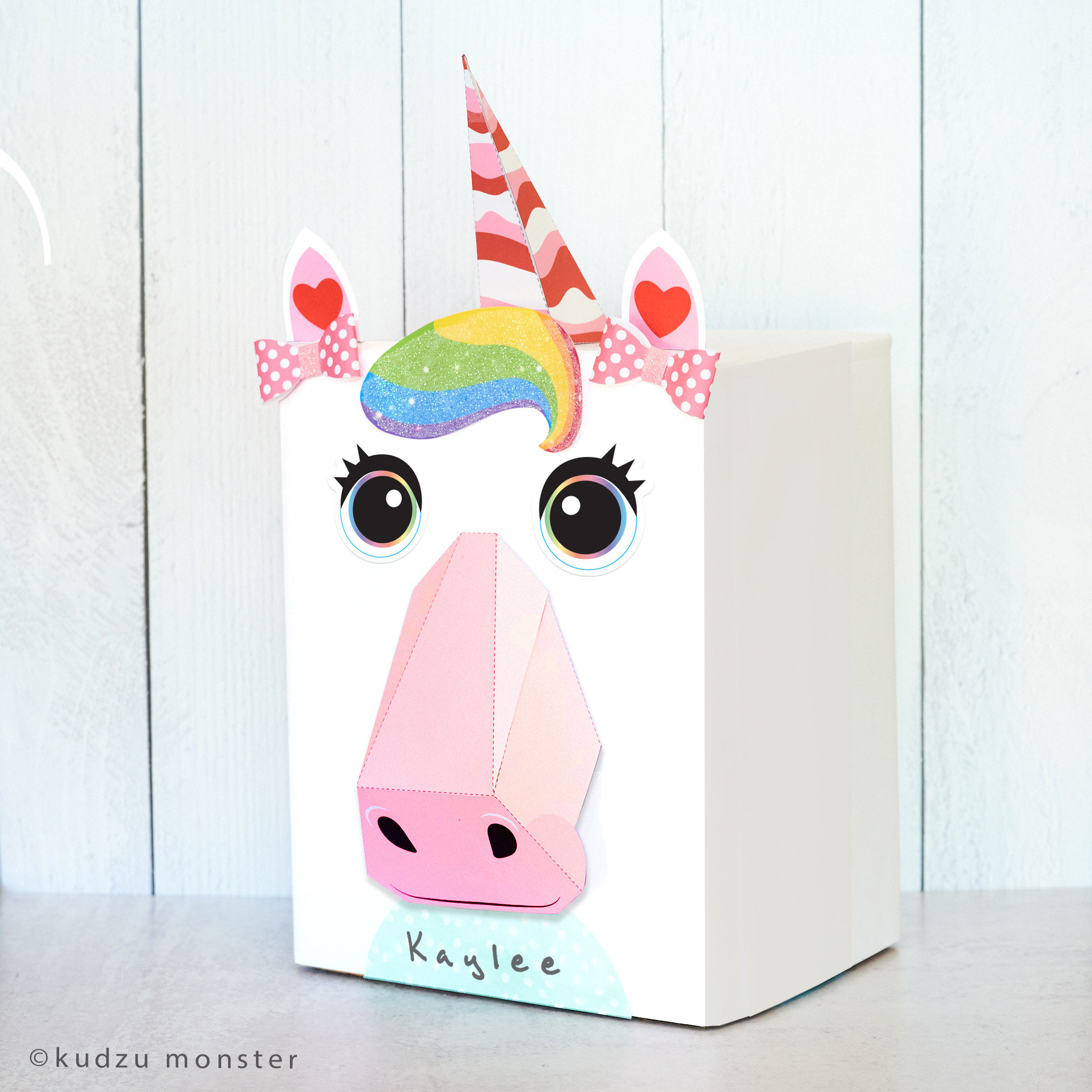 Unicorn Valentine Box Printable Decor Kit 3D Regenbogen Horn, 3D intended for Unicorn Valentine Box Printable