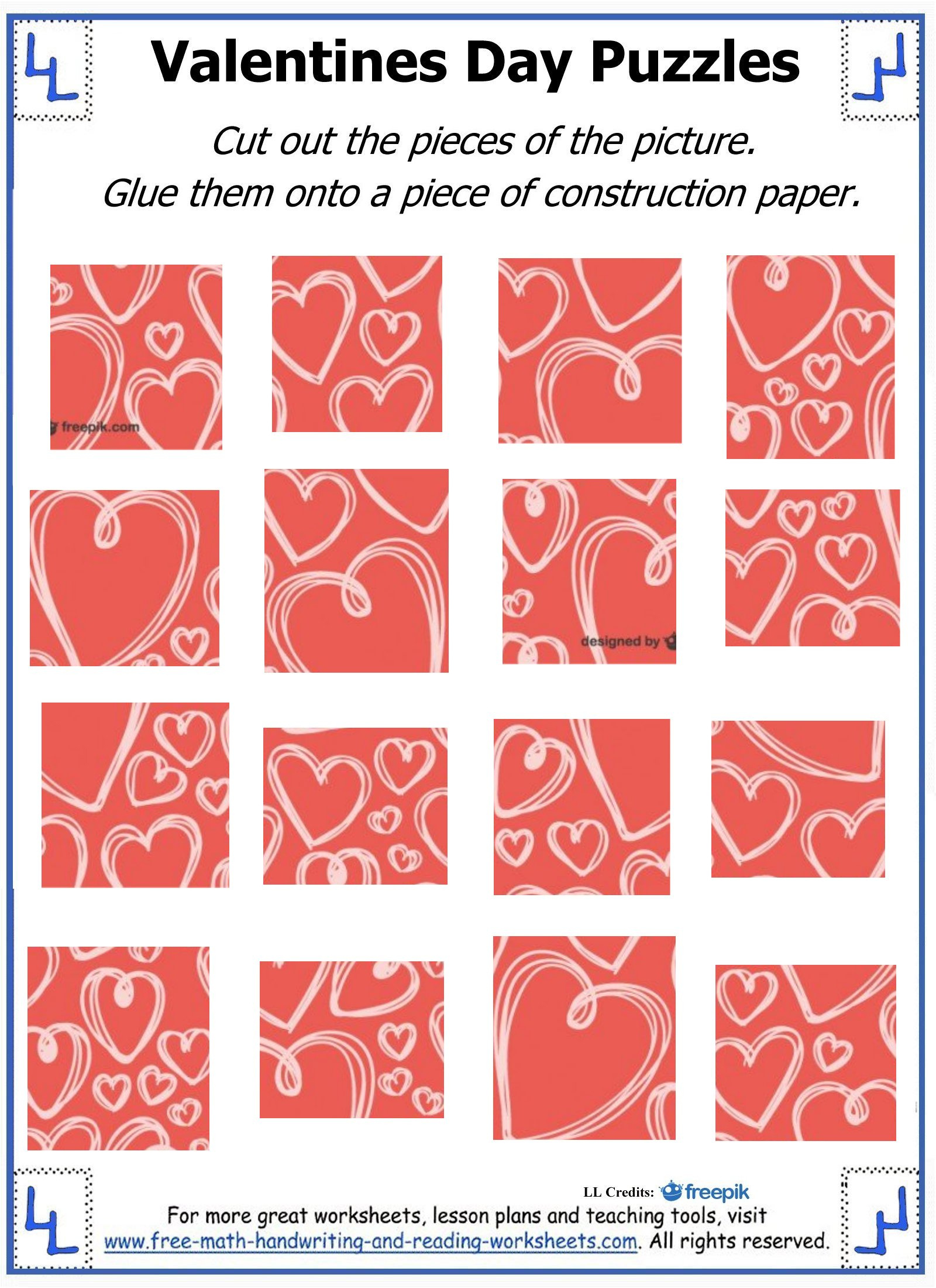 Valentine Day Puzzles - Printable Cut &amp;amp; Paste Puzzles throughout Printable Valentine Puzzle