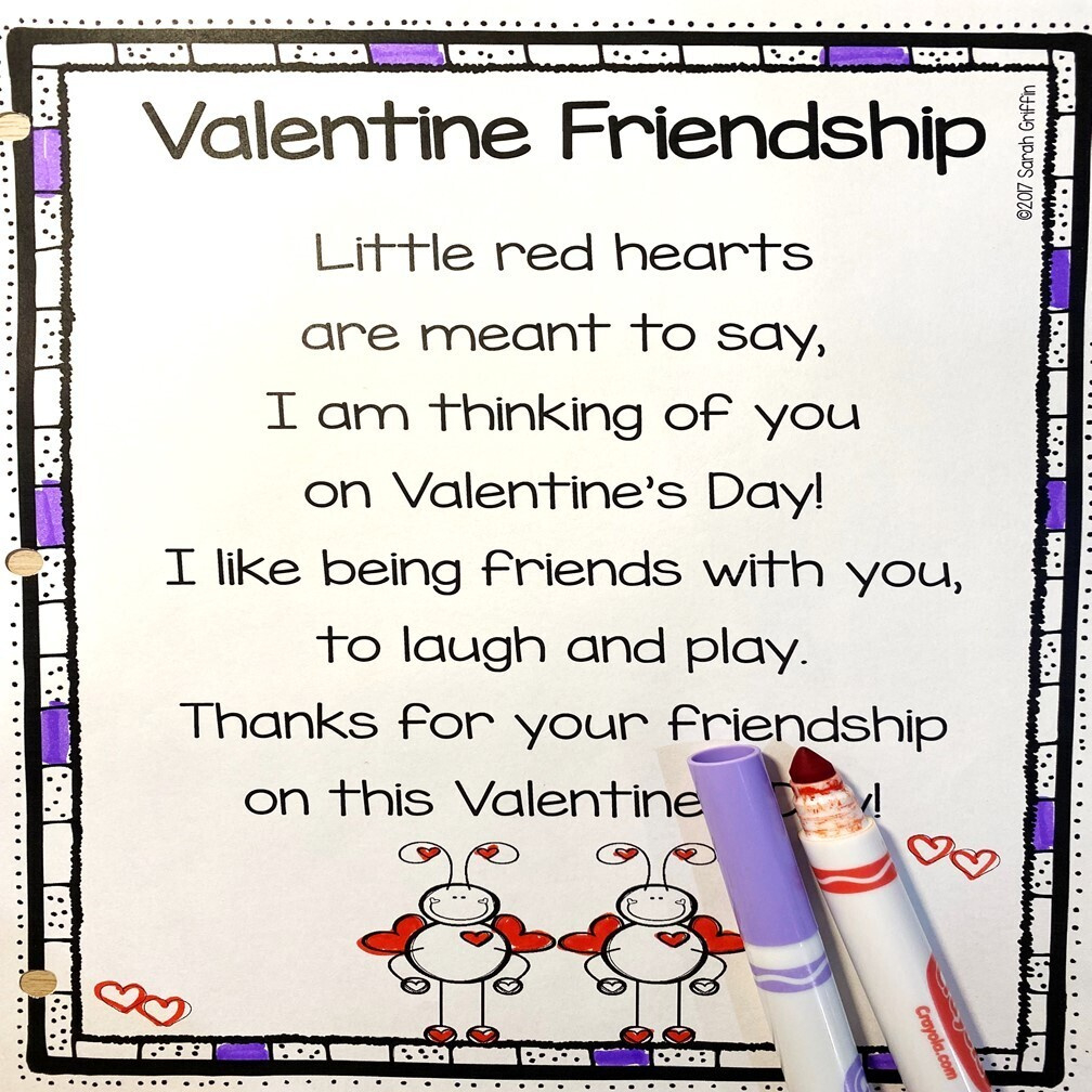 Valentine Friendship Poem inside Printable Valentines Day Poems