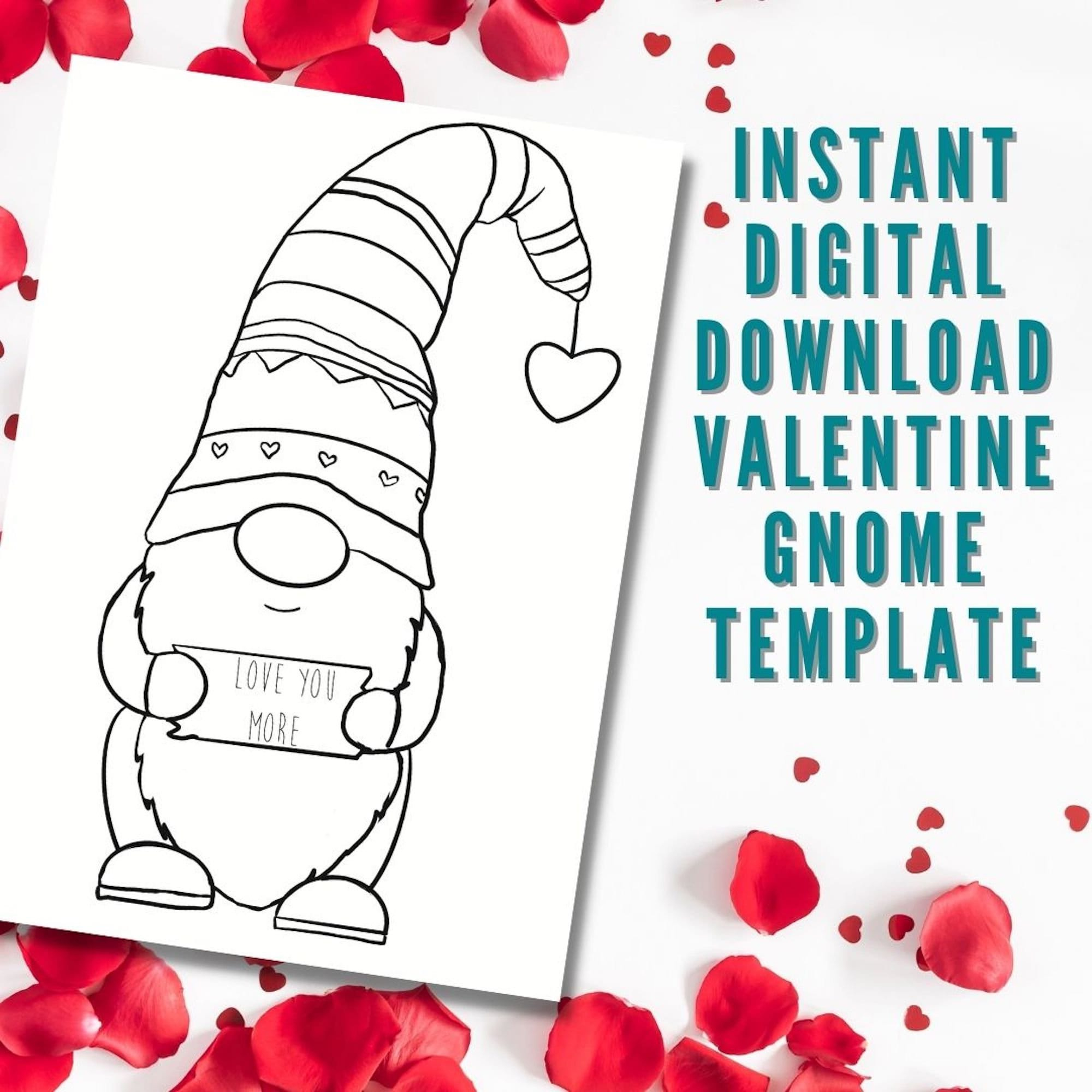 Valentine Gnome Painting Template: Diy Craft (Digital Download) - Etsy inside Printable Valentine Gnome Templates