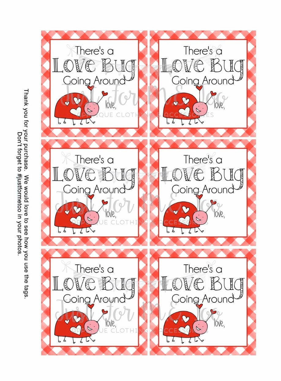 Valentine Printable Tags, Instant Download, Valentine&amp;#039;S Day Tags within Love Bug Valentine Printable