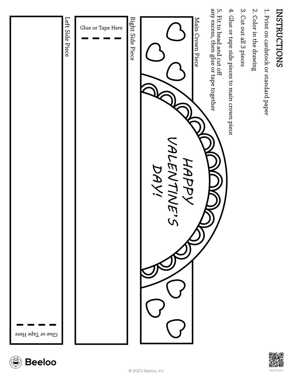 Valentine-Themed Paper Hats • Beeloo Printable Crafts And within Printable Valentine Hat