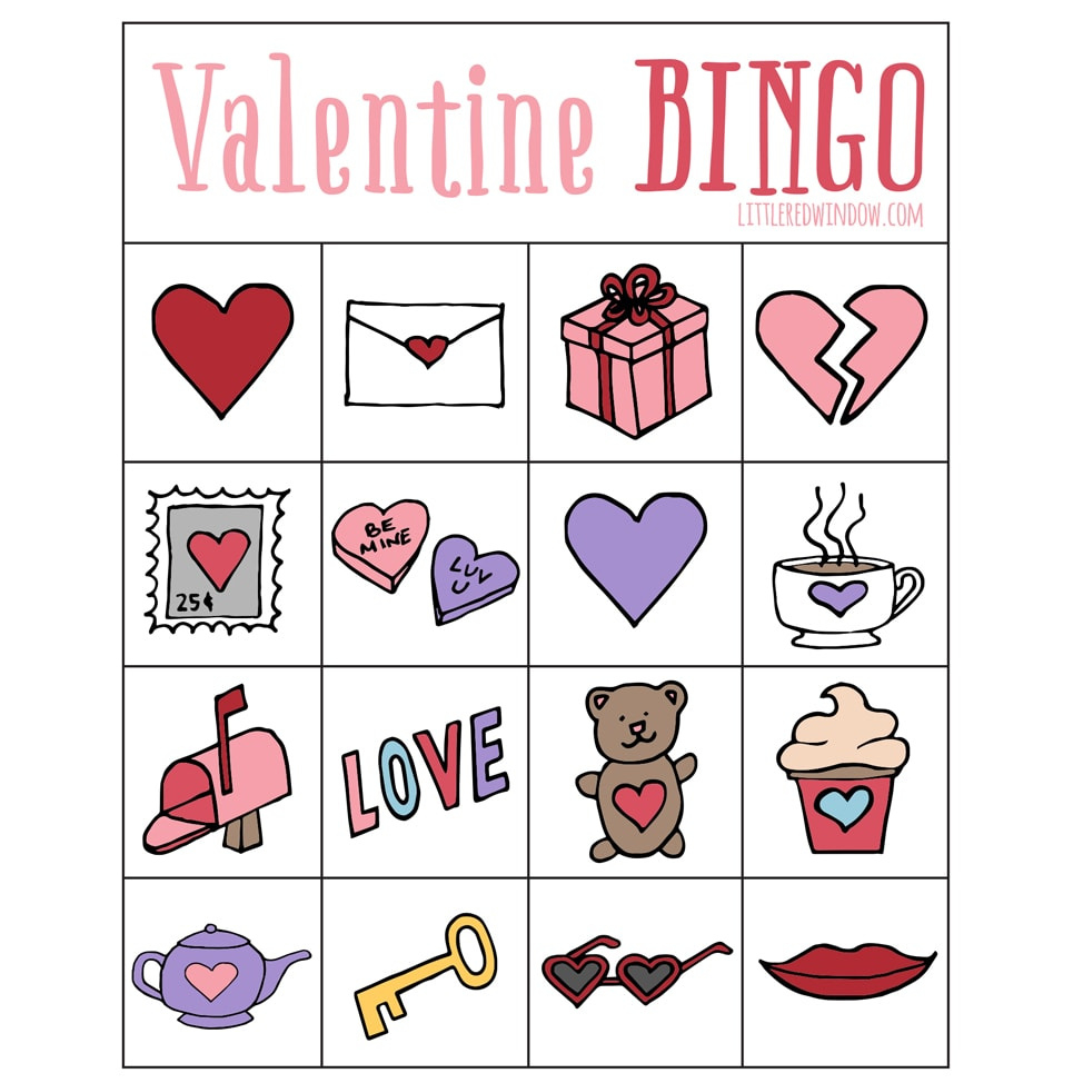 Valentine'S Bingo - Free Printable - Little Red Window regarding Printable Valentine Bingo Free