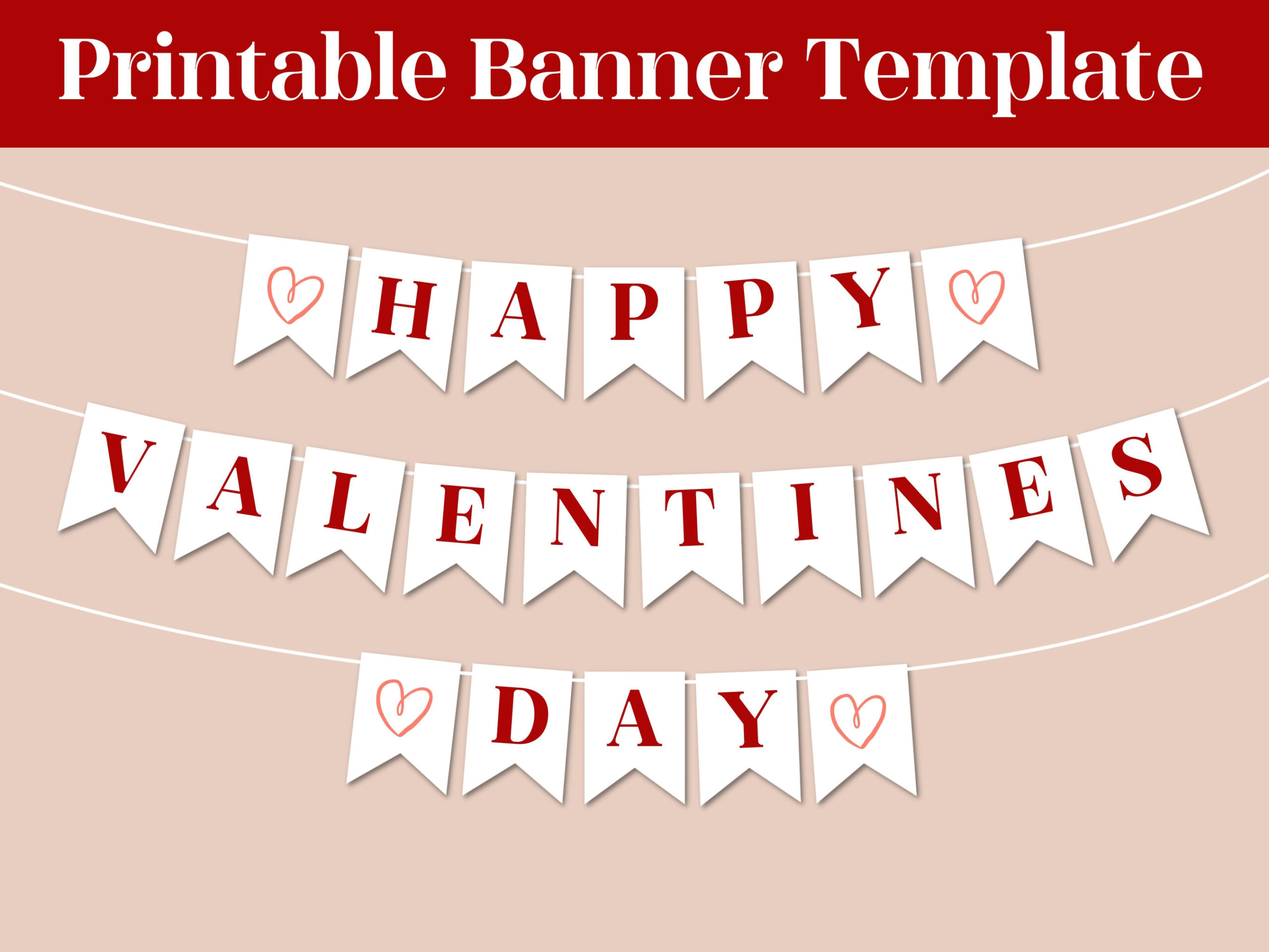 Valentines Day Banner And Template | Editable And Printable Banner throughout Printable Valentines Day Banner