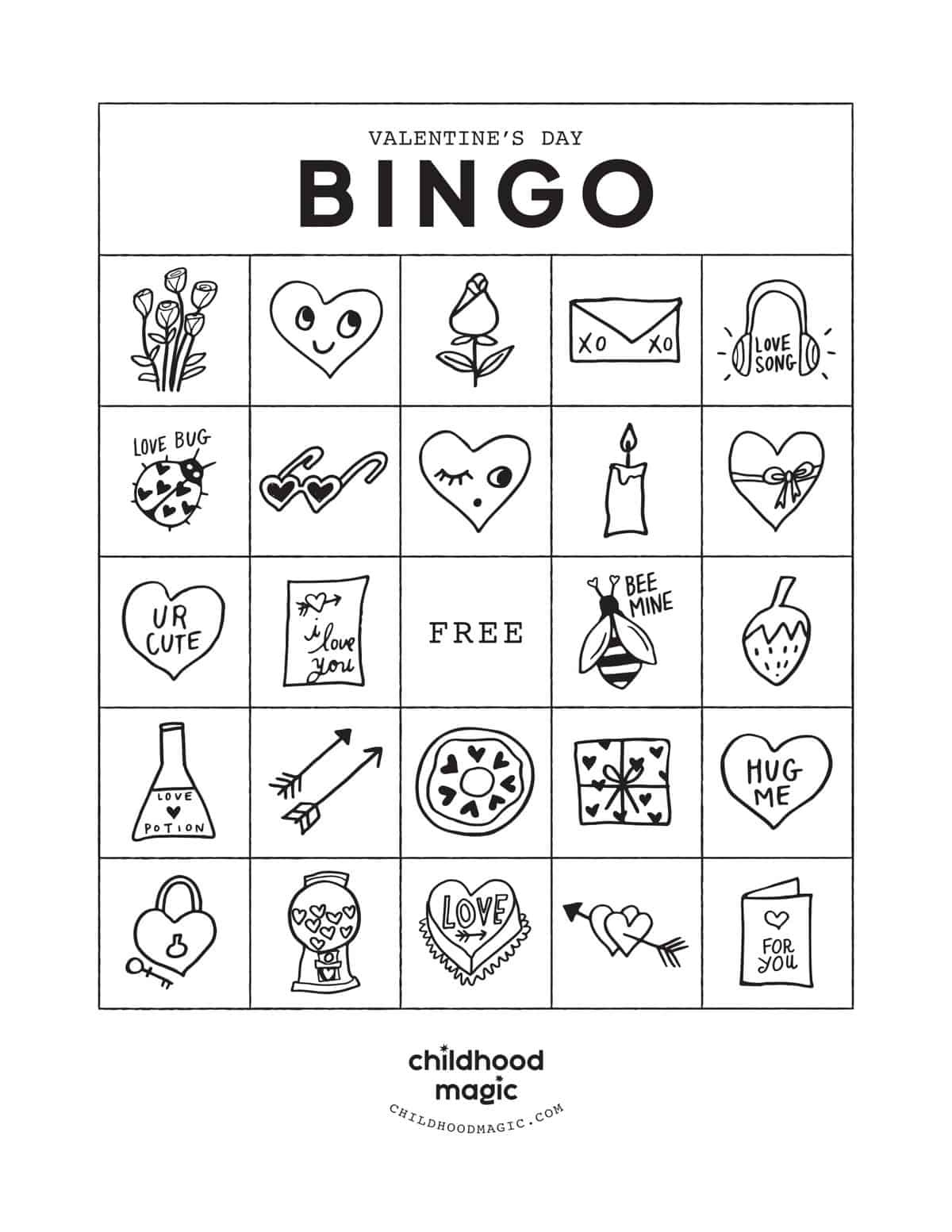 Valentine'S Day Bingo - Childhood Magic with regard to Free Valentine Bingo Cards Printables