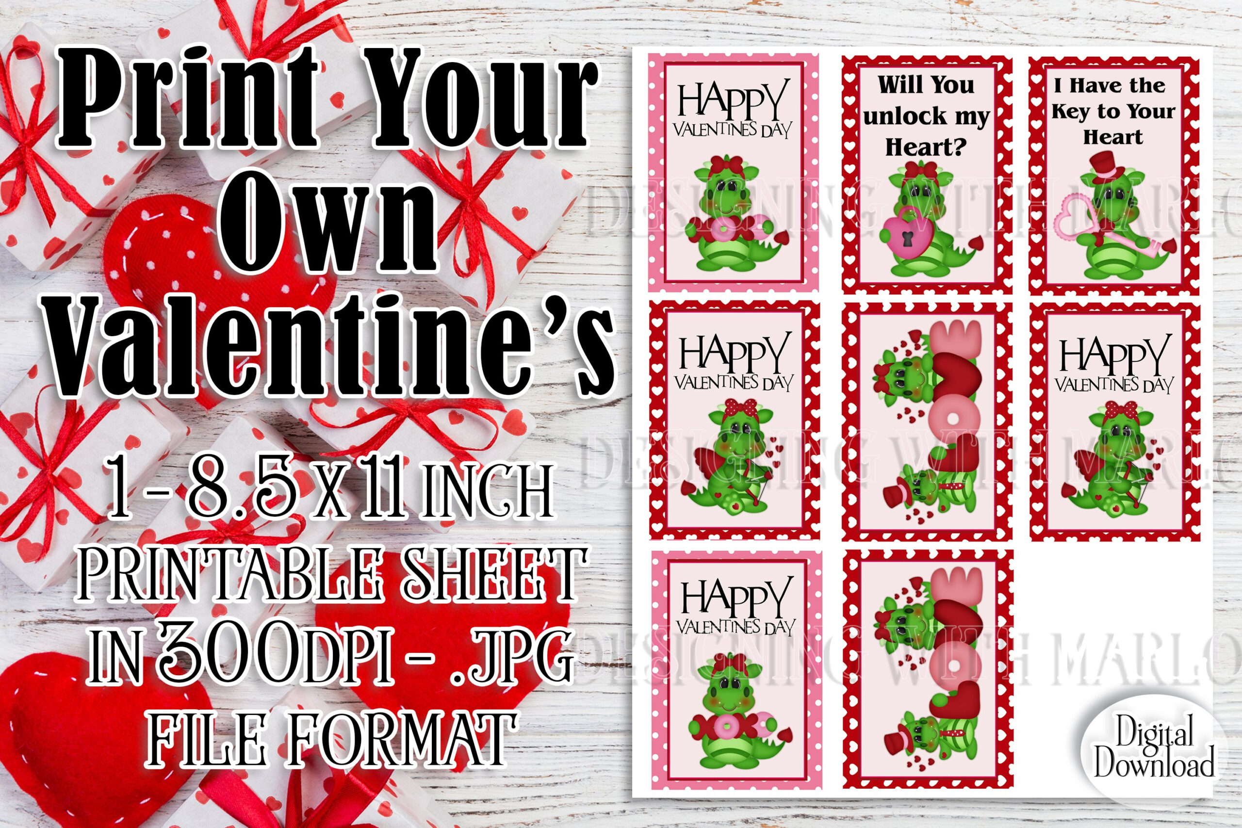 Valentine'S Day Card, Dragon Valentines For Children, Sheet for Free Printable Dragon Valentines