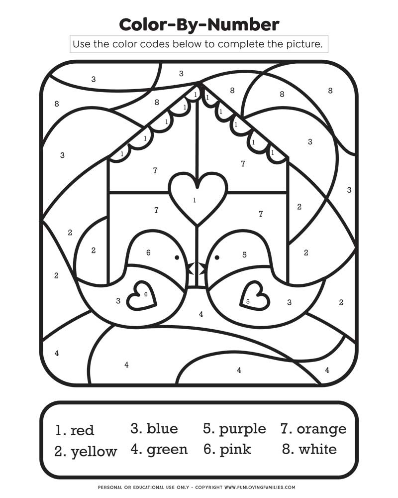 Valentine'S Day Colornumber: Free Printable Pdf - Fun Loving for Free Color By Number Valentine Printables