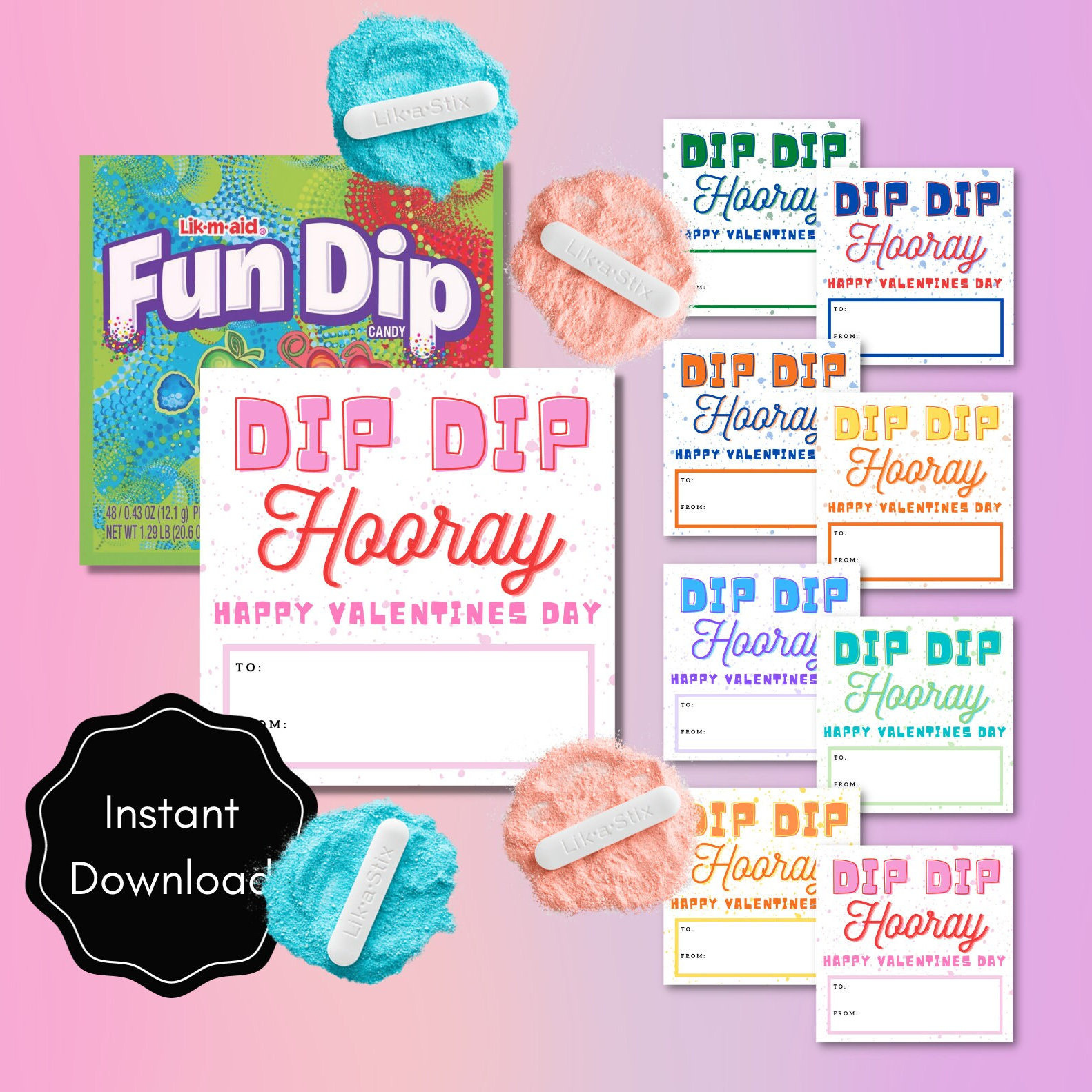 Valentines Day Fun Dip Candy Card - Printable Instant Download with regard to Fun Dip Valentines Printables