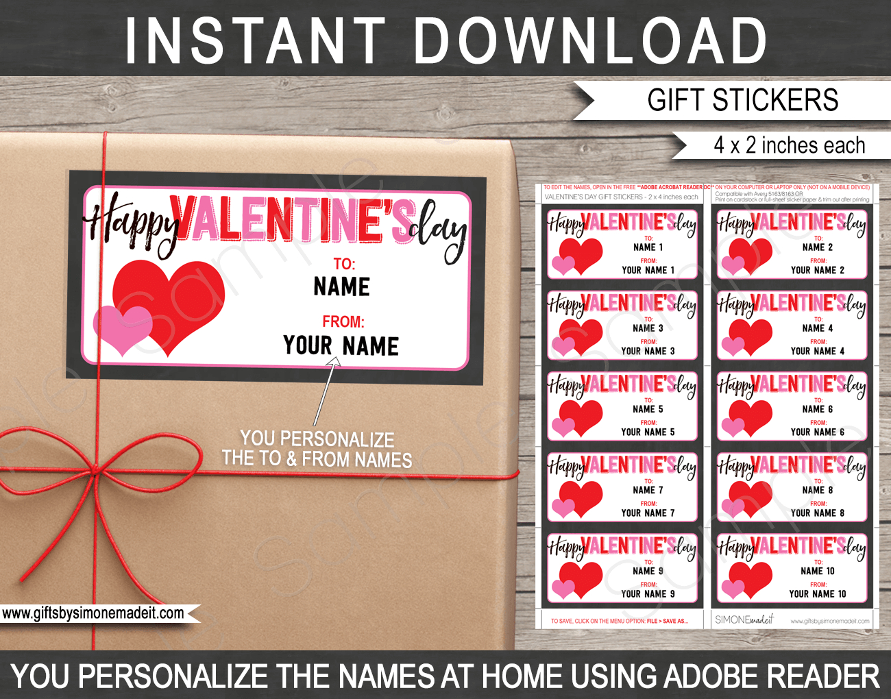Valentines Day Gift Labels Template | Kids Class Gift Tags Stickers throughout Printable Valentine Labels