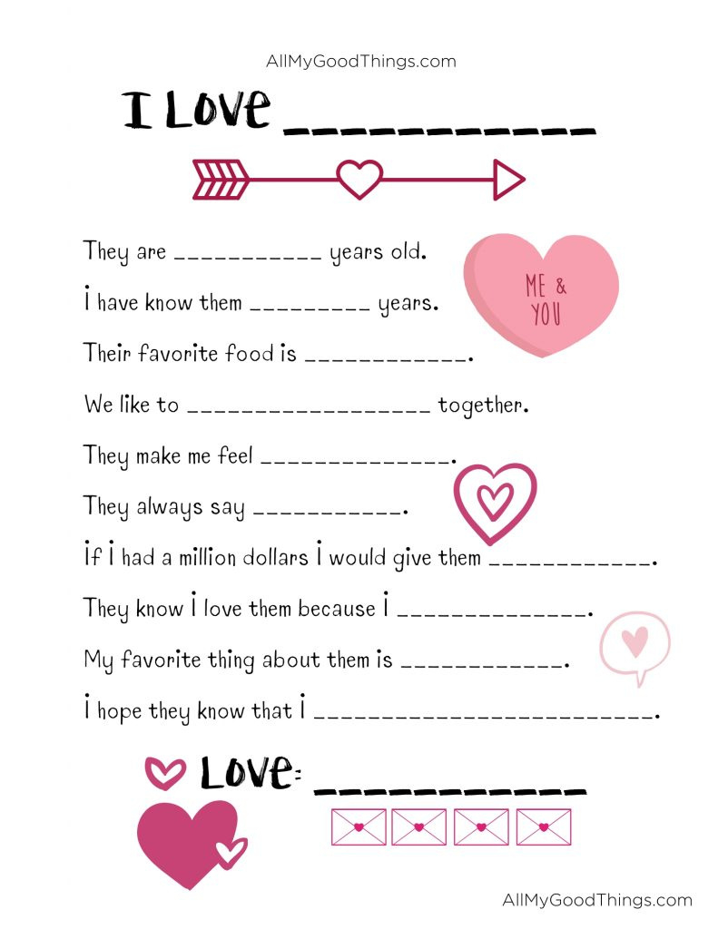 Valentine&amp;#039;S Day Printable Questionnaire - All My Good Things regarding Secret Valentine Questionnaire Free Printable
