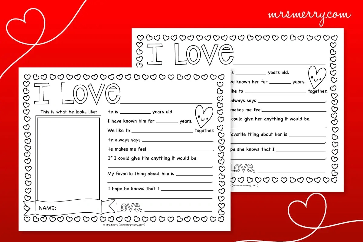 Valentine&amp;#039;S Day Questionnaire For Kids Printable | Mrs. Merry for Printable Valentine Questionnaire For Kids