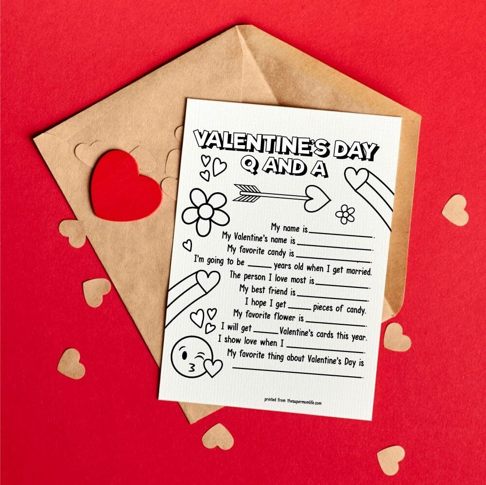 Valentine&amp;#039;S Day Questionnaire Printable For Kids in Printable Valentine Questionnaire For Kids
