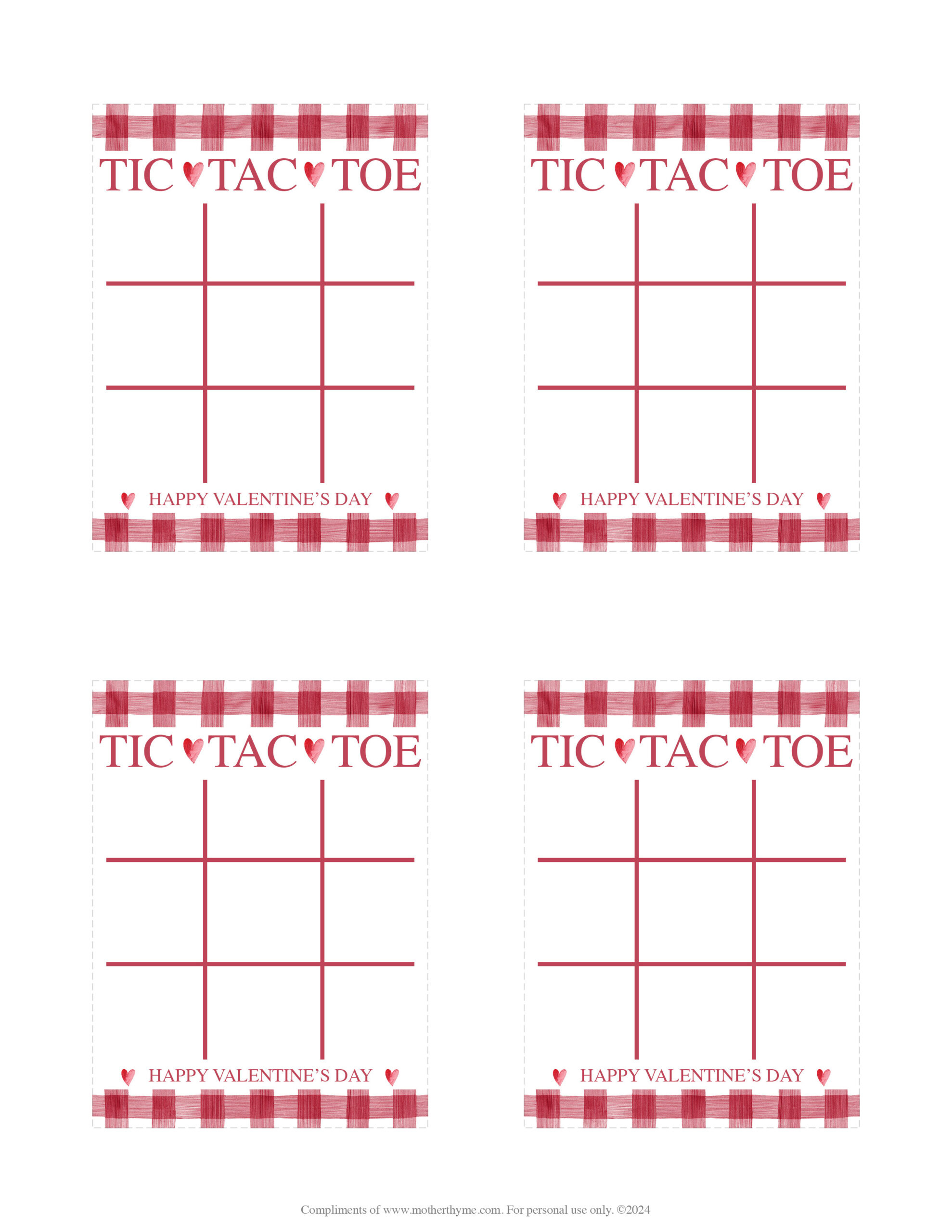 Valentine&amp;#039;S Day Tic Tac Toe – Free Printable - Mother Thyme for Tic Tac Toe Valentine Printable