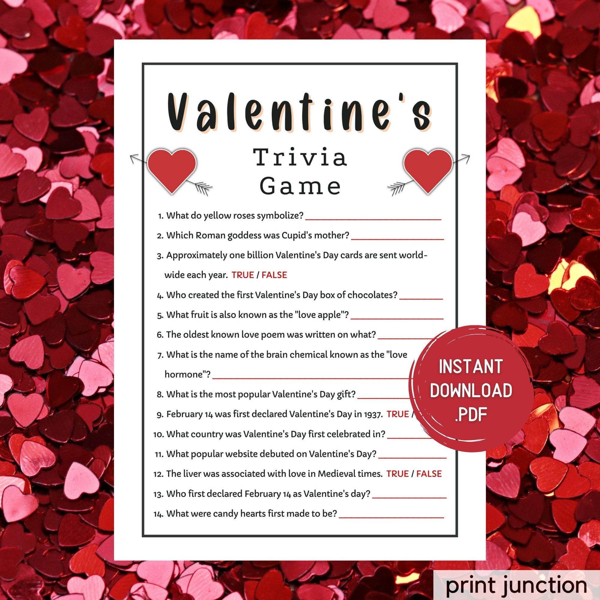 Valentine'S Day Trivia Game: Printable Galentine'S Activity within Printable Valentine Quiz