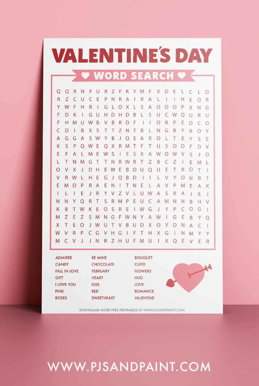 Valentine&amp;#039;S Day Word Search - Free Printable - Pjs And Paint intended for Printable Valentine Word Search
