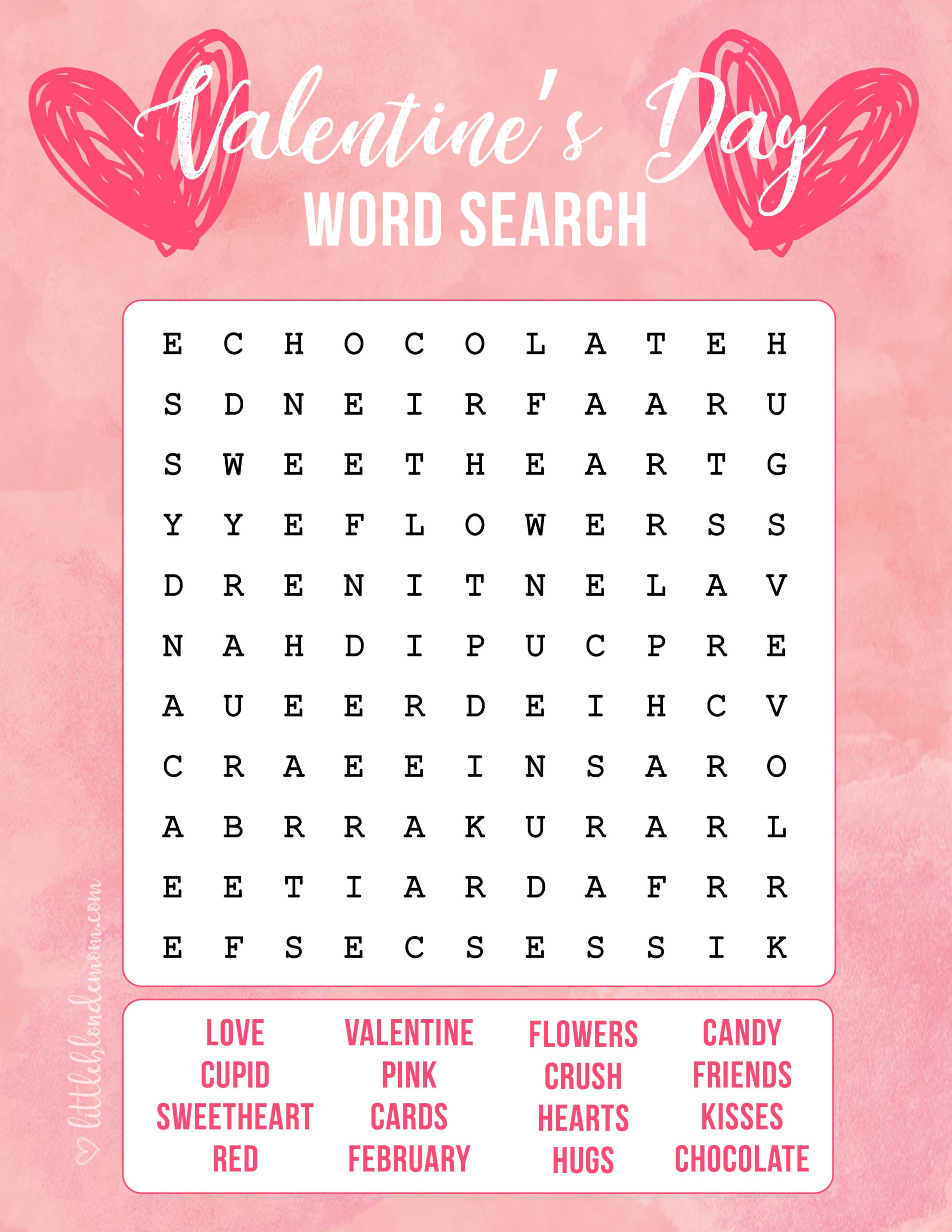 Valentine'S Day Word Search Printable - Little Blonde Mom for Free Printable Valentine Word Search