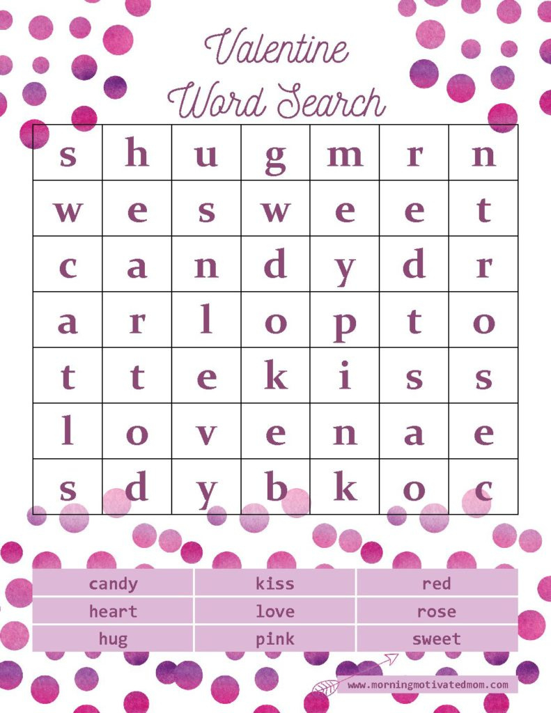 Valentine'S Day Word Search Printables – Morning Motivated Mom in Printable Valentine's Day Word Search
