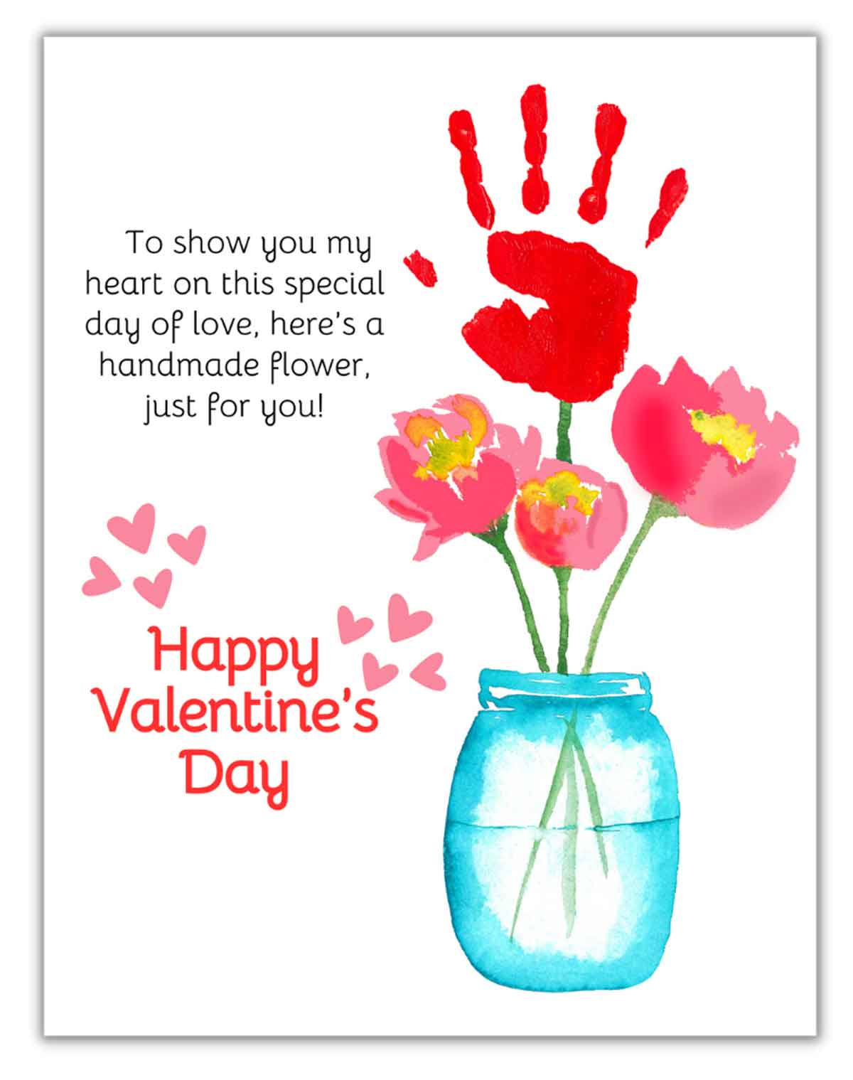 Valentine'S Hand Print Art (Free Printable) - Mindymakes regarding Free Printable Handprint Valentine Crafts