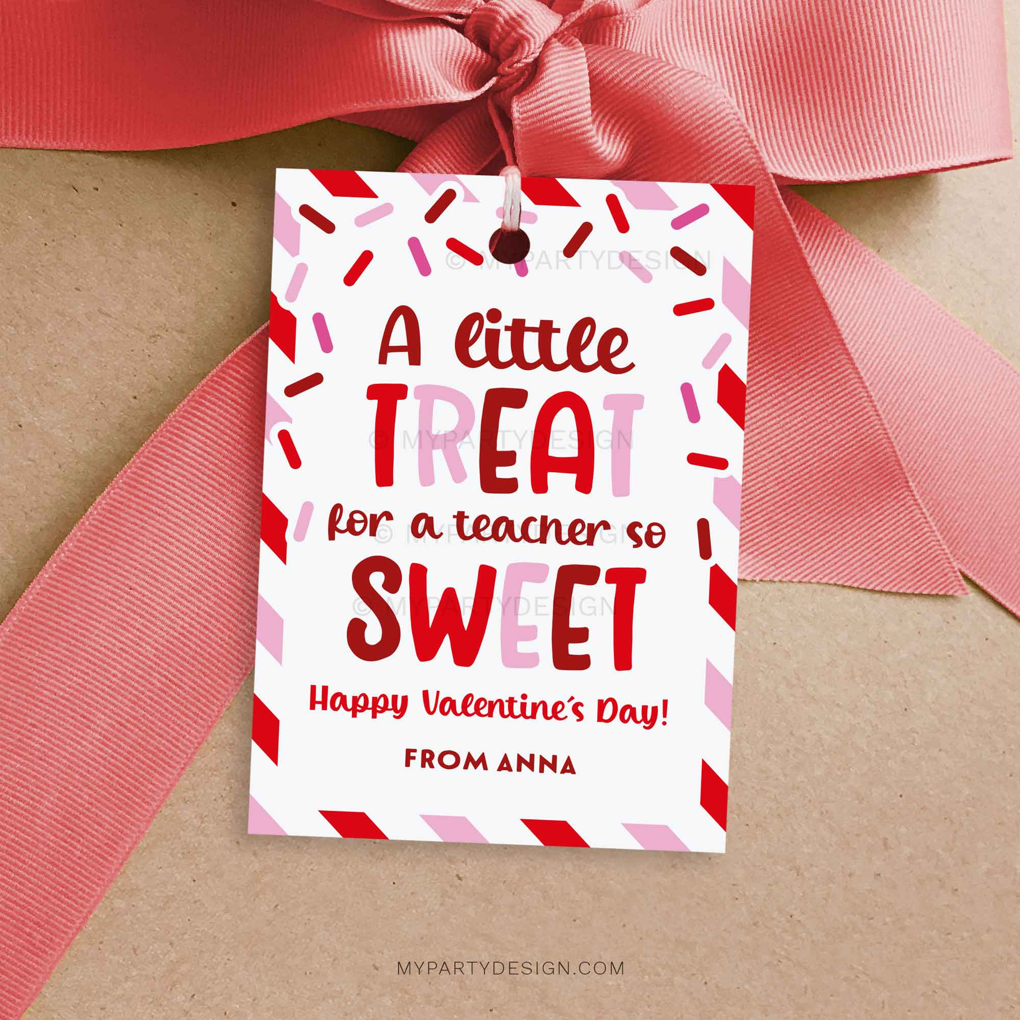 Valentines Treat For A Teacher So Sweet Gift Tag, Printable Pdf intended for Printable Valentine Tags For Teachers