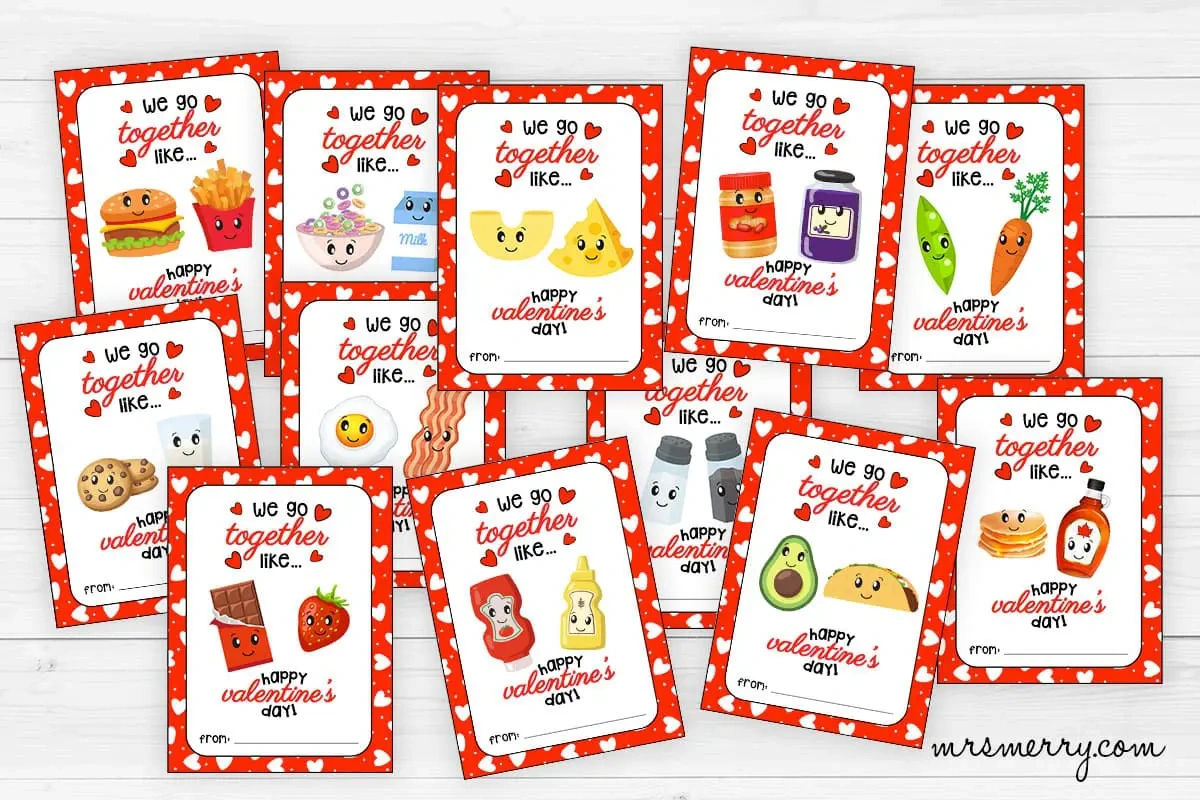 We Go Together&amp;quot; Printable Valentines Cards For Kids | Mrs. Merry with regard to Free Kids Valentines Printables