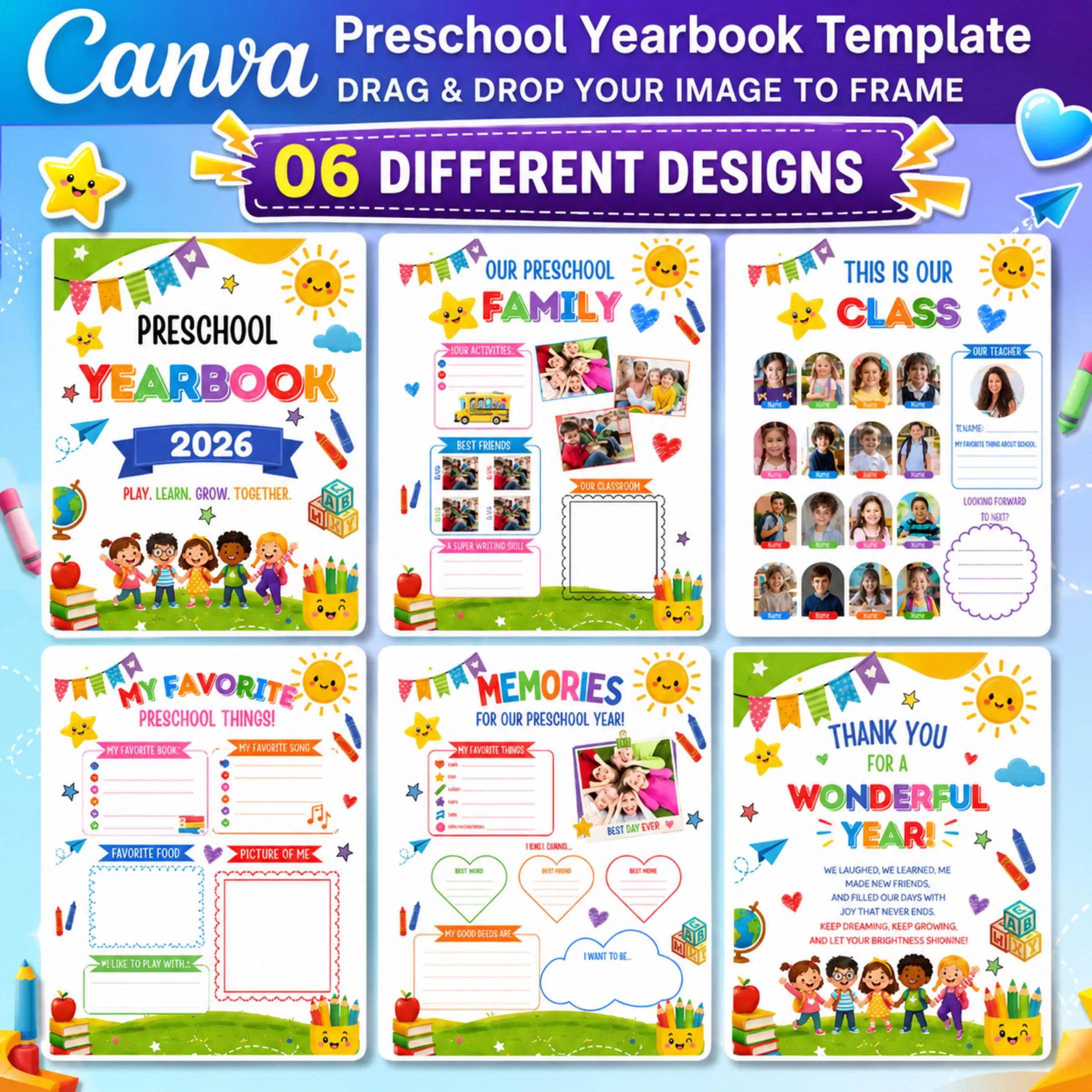 06 Preschool Yearbook Canva Editable