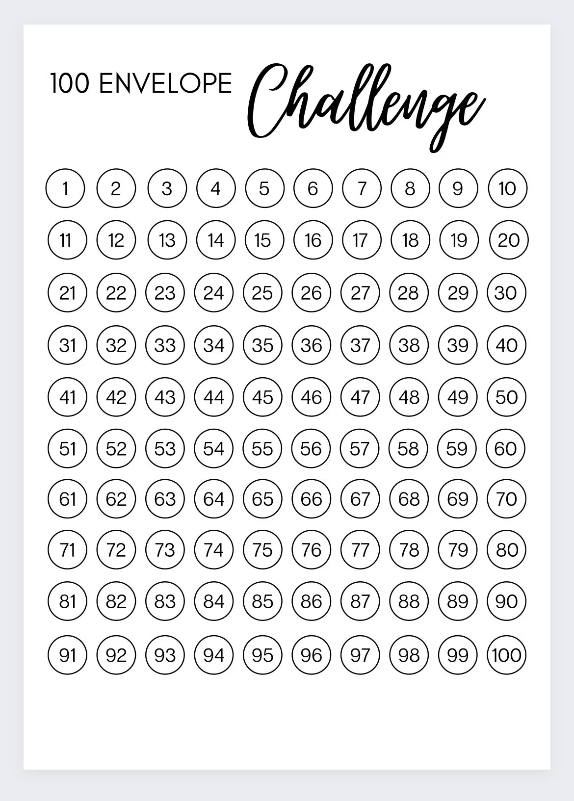 100 Envelope Money Challengemoney Saving