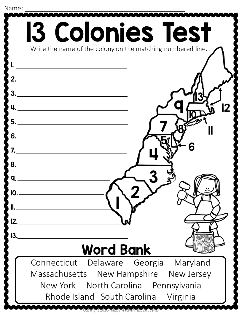 13 Colonies Map Quiz 13 Colonies Map Worksheet Blank 13 Colonies Map 13 Colonies Test Homeschool History Thirteen
