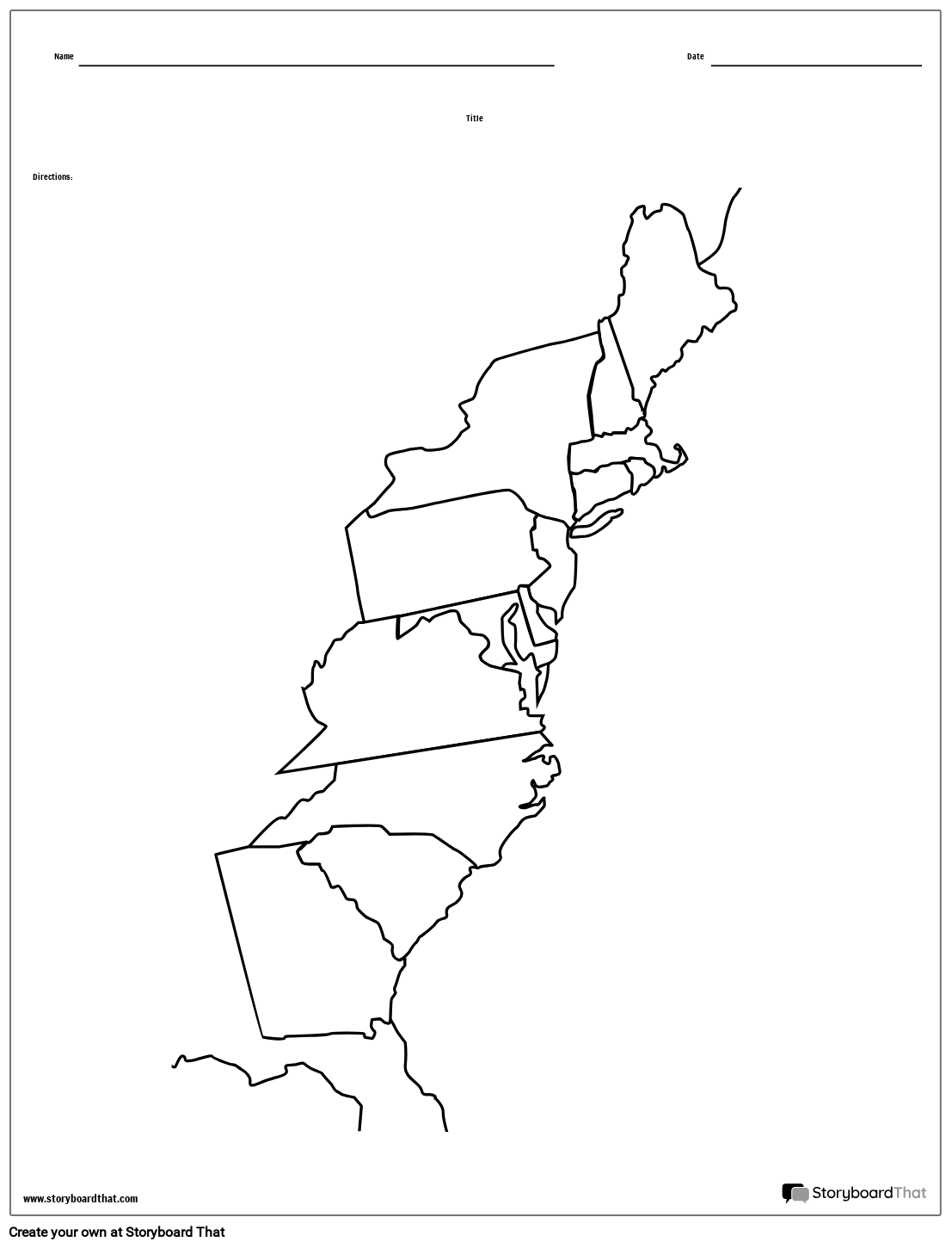 13 Colonies Map