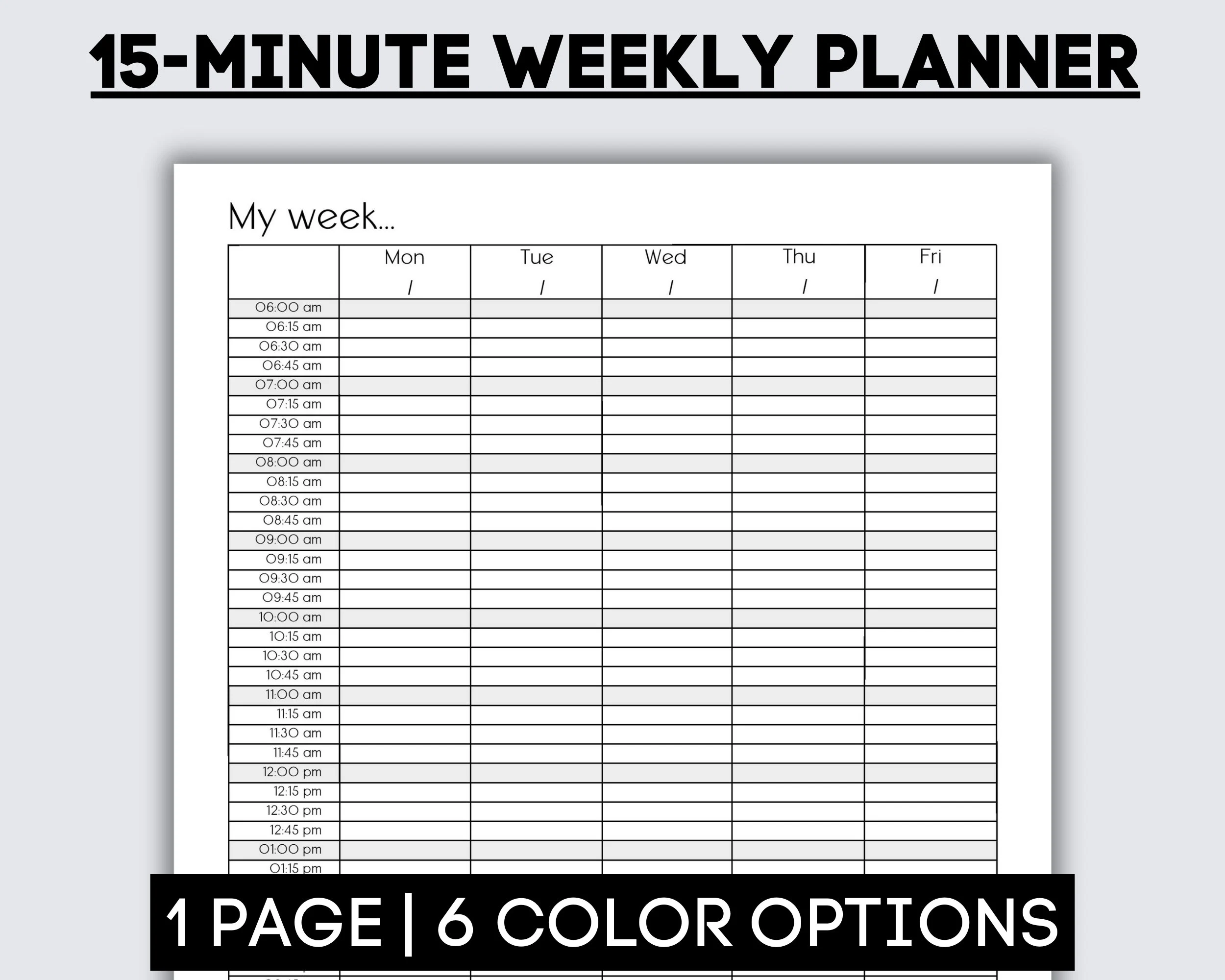 15 Minute Weekly Planner Productivity