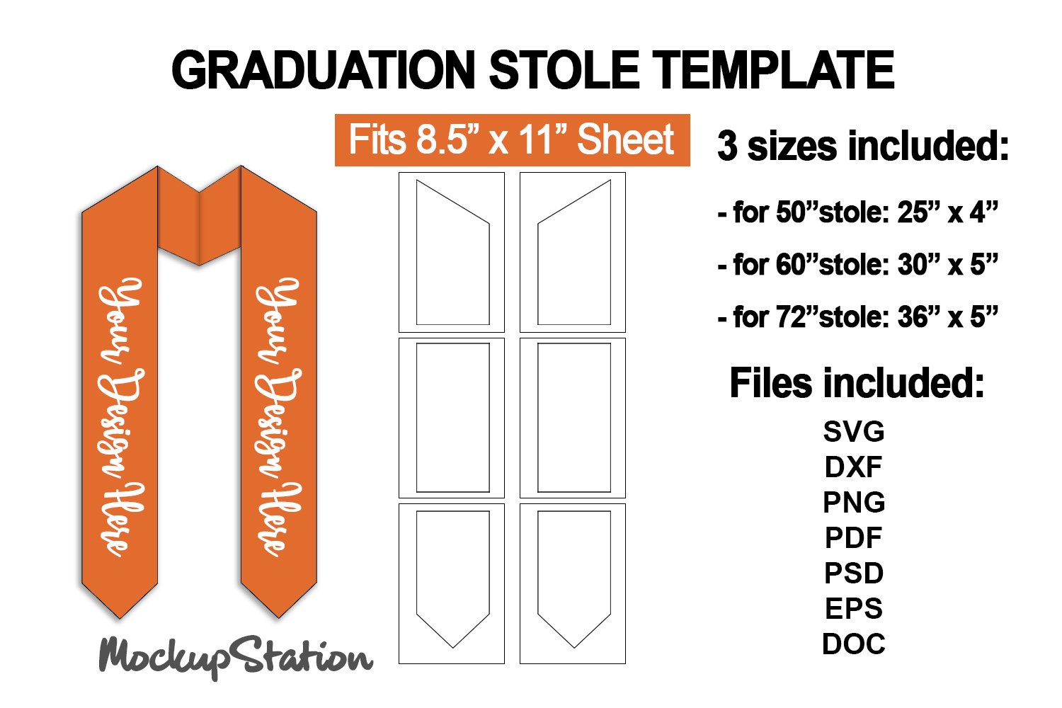 1956514 Graduation Stole Template Bundle 8 5 X 11 Sheet Pr
