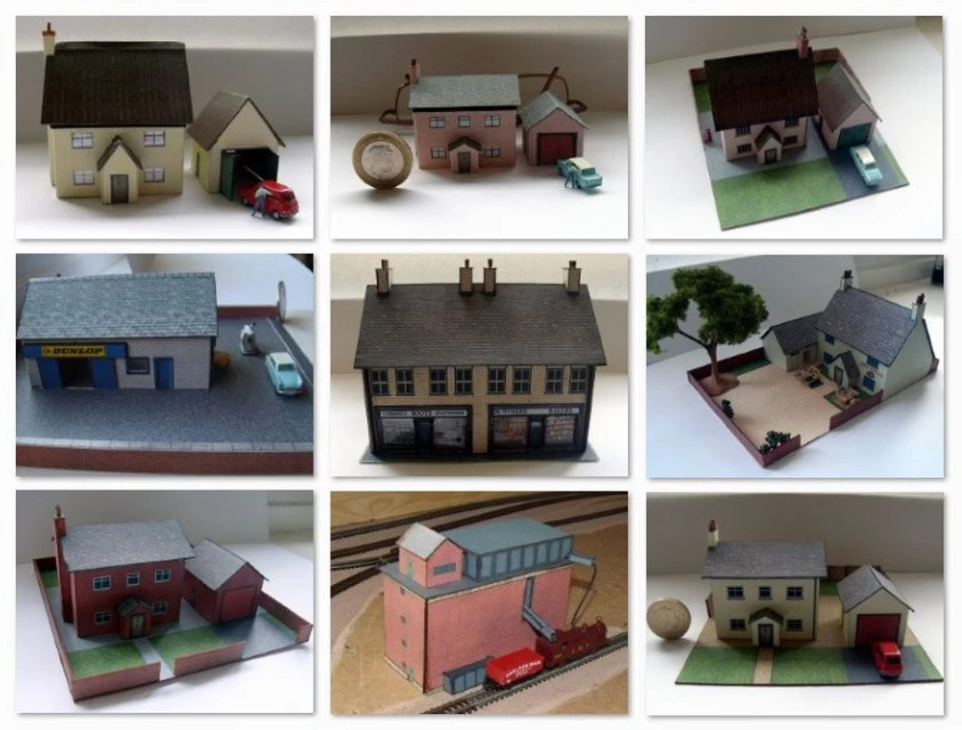 20 N Gauge Model Card Buildings Station