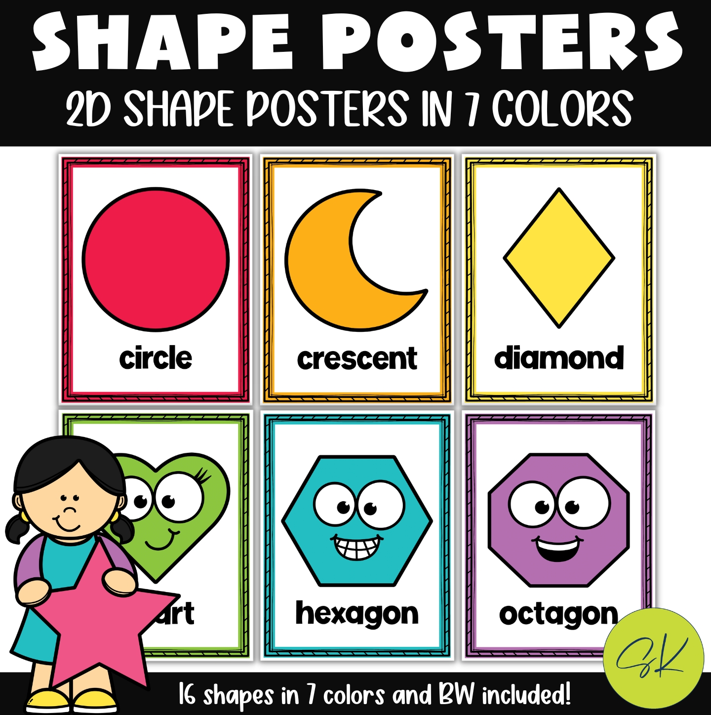 2d Shape Posters 16 Shape Posters In 7 Colors