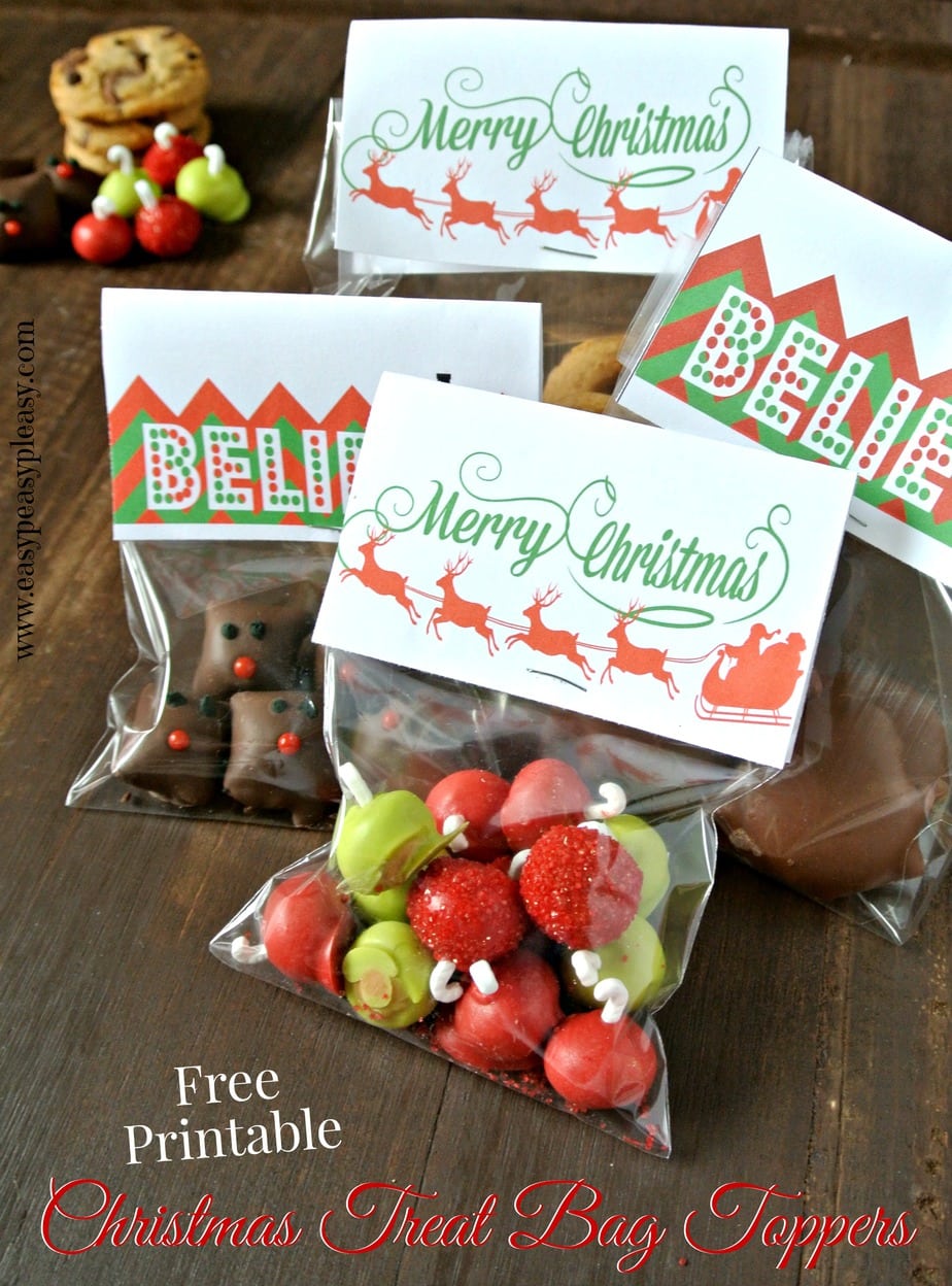 3 Free Printable Christmas Treat Bag Toppers