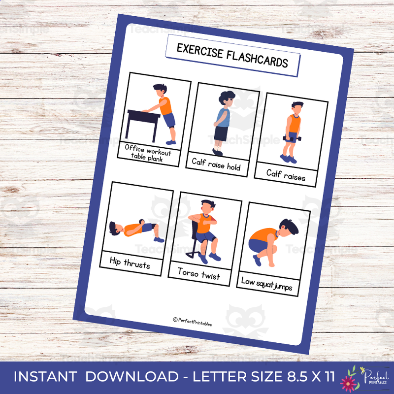 30 Exercise Flashcards Fitness Signs Physical Literacy For Kids
