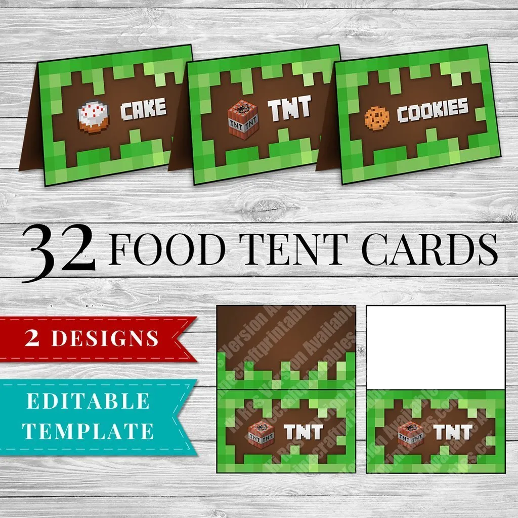 free minecraft party food printables