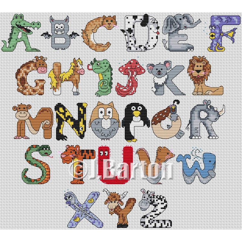 352 Animal Alphabet Cross Stitch Chart Download