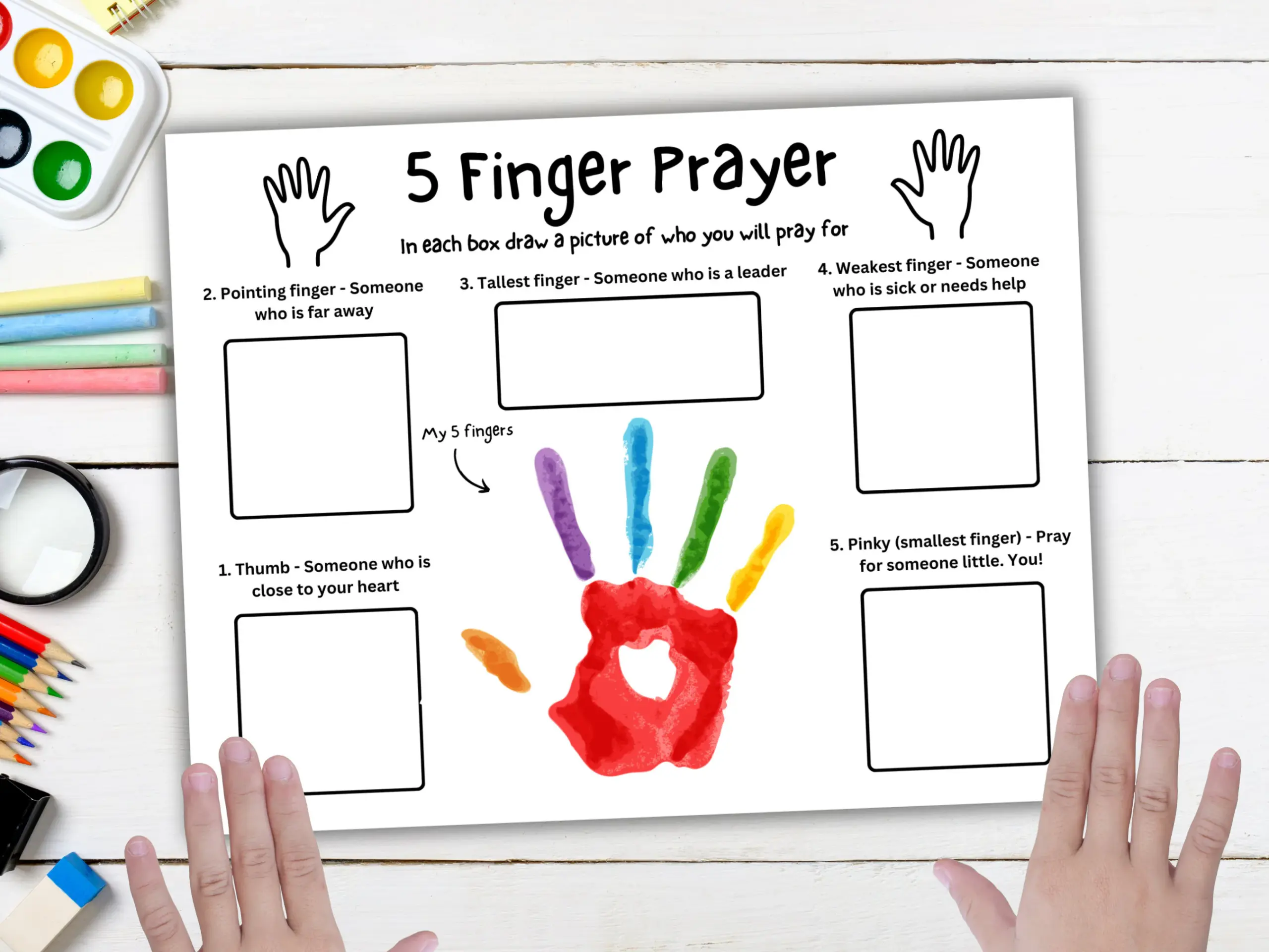 5 Finger Prayer Handprint Art Craft Five