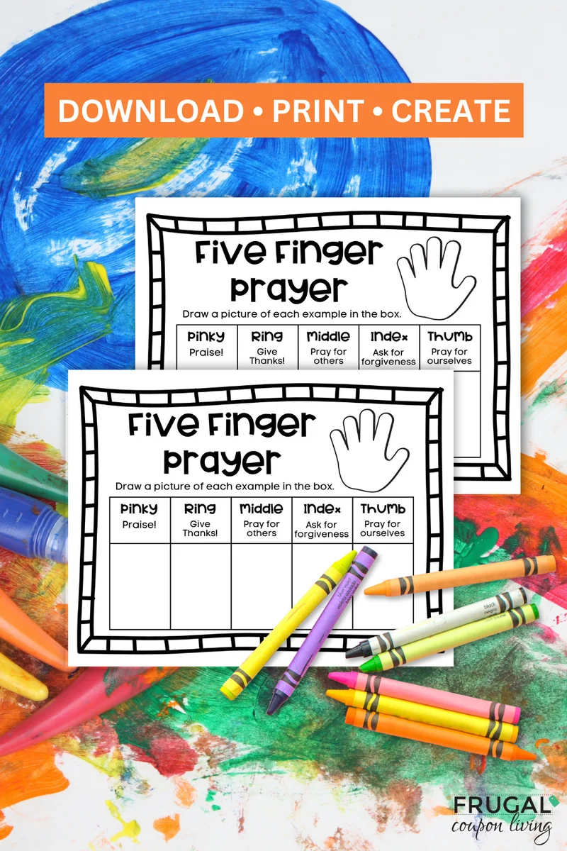 free printable five finger prayer