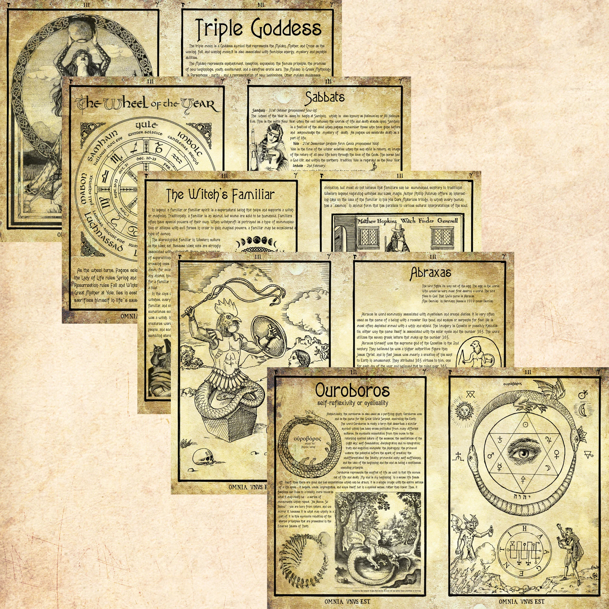5 Pages Set Digital Printable Grimoire